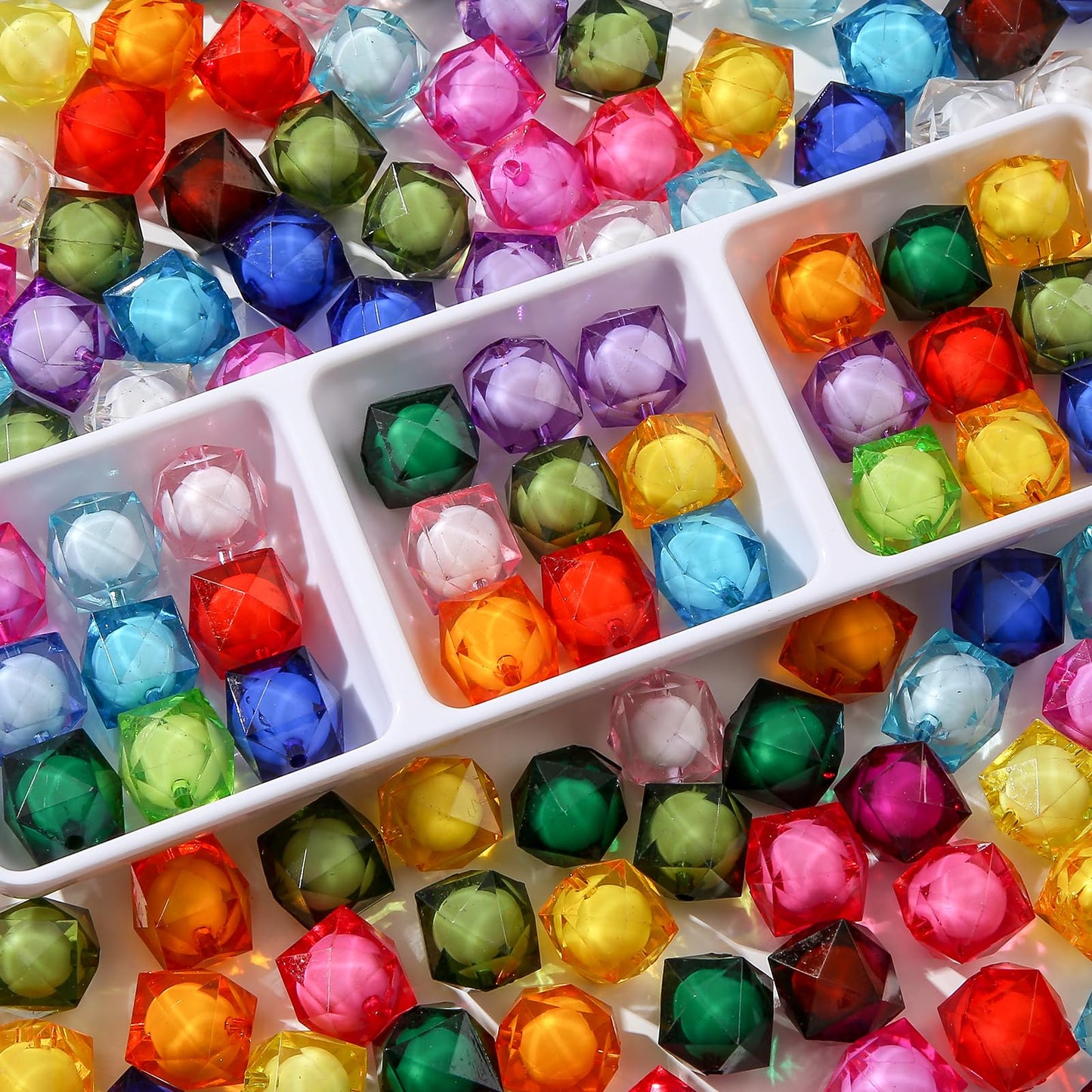 ANCADN 20mm Acrylic Beads 100pcs Cube Bead Chunky Bubblegum Beads for Jewelry Making Bracelet Necklace Craft Making Supplies (fkzzz)