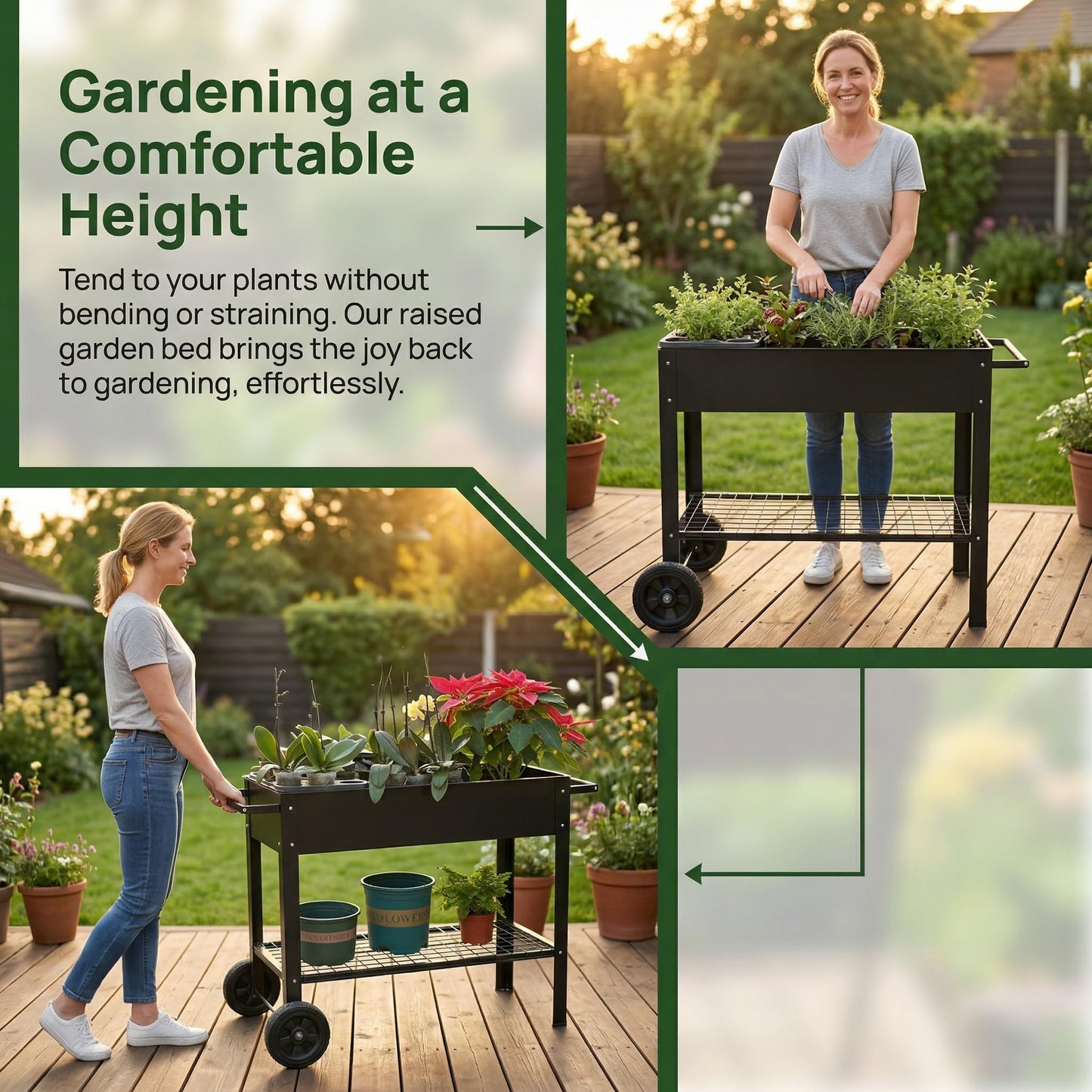 CNEIESD 32" Tall Raised Garden Bed Outdoor with Wheels, 16.7" W Planter Box, 400LBS Capacity,Elevated Planter Box on Wheels for Indoor/Outdoor Vegetables, Herbs & Flowers