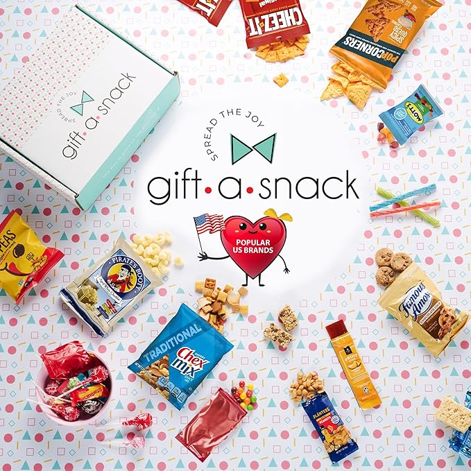Gift A Snack - Halloween Trick or Treats Snack Box Care Package Variety Pack + Greeting Card (200 Count) Birthday Sweet Treats Gift Basket, Candies Chips Crackers Bars, Office Food Assortments