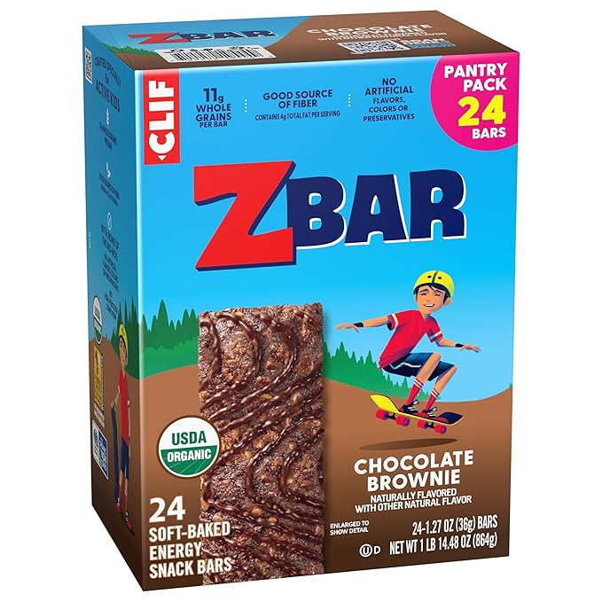 Zbar - Chocolate Brownie - Soft-Baked Energy Snack Bars - Non-GMO - 11g Whole Grains - USDA Organic Granola Bars (24 Pack)