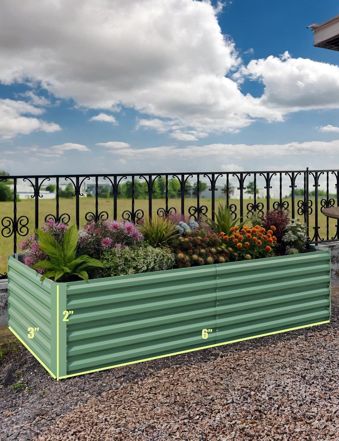 CABIHOME 2 Pcs 6x3x2 Ft Galvanized Raised Garden Bed, Deep Root Planter Box for Vegetables, Flowers, Herbs- Large Metal Raised Garden Bed Kit for Outdoor Use, Green