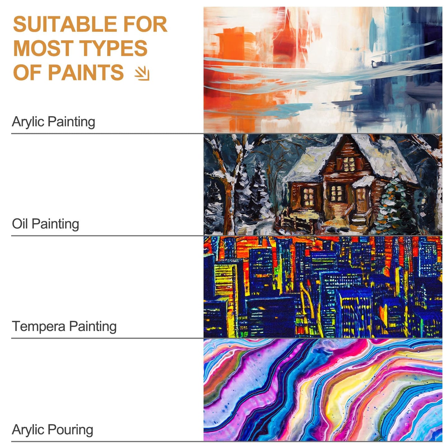 MECCANIXITY 8 Pcs Stretched Canvas for Painting, 6 x 8 Inch Blank Artist Boards 4/5 Inch Profile Cotton Canvas Panels for Beginners Professionals,White