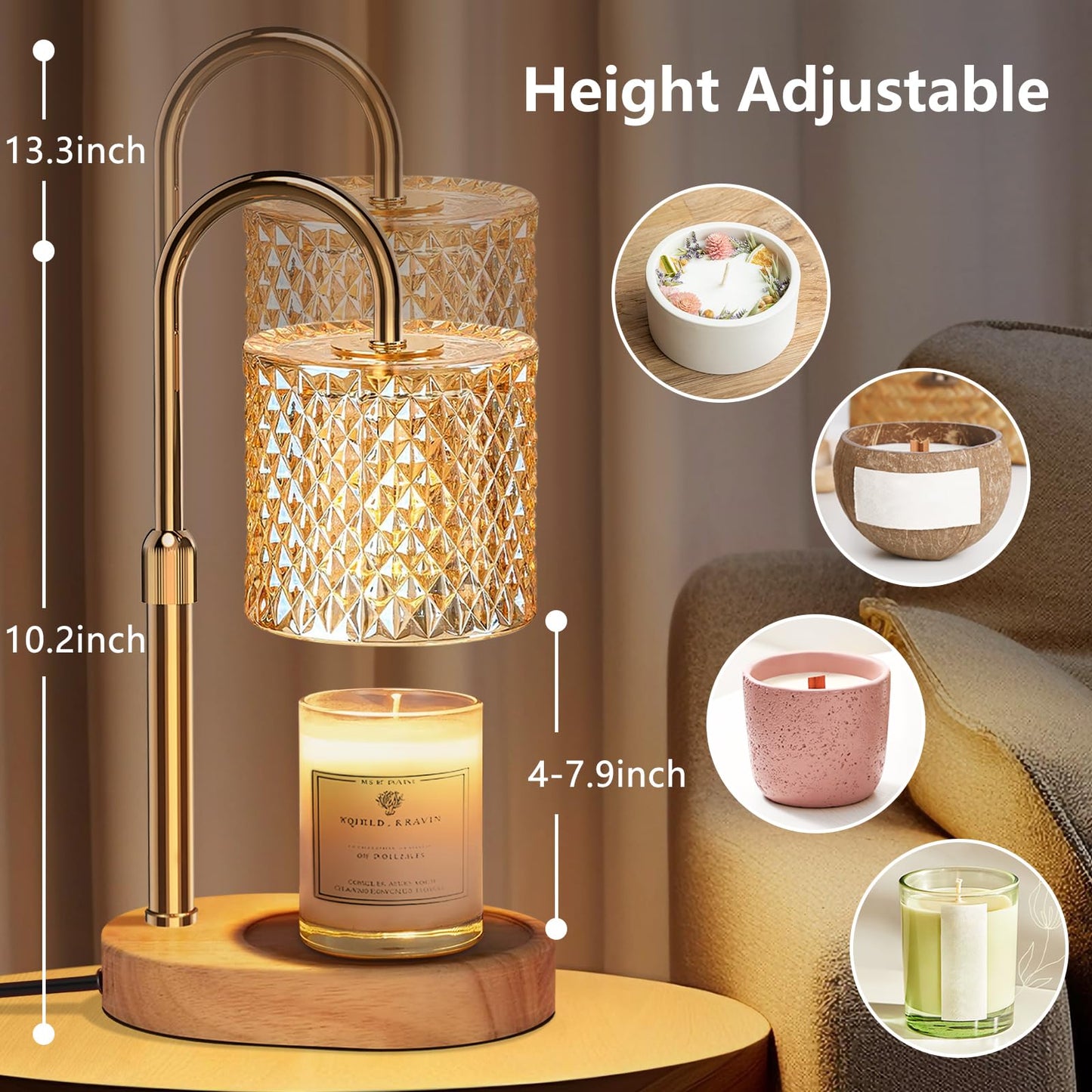 Engpure Candle Warmer Lamp with Timer & Dimmable – Elegant Wax Melter for Jar Candles, Auto-Off 2H/4H/8H Housewarming & Birthday Gift for Women/Mom, Home Decor Essentials