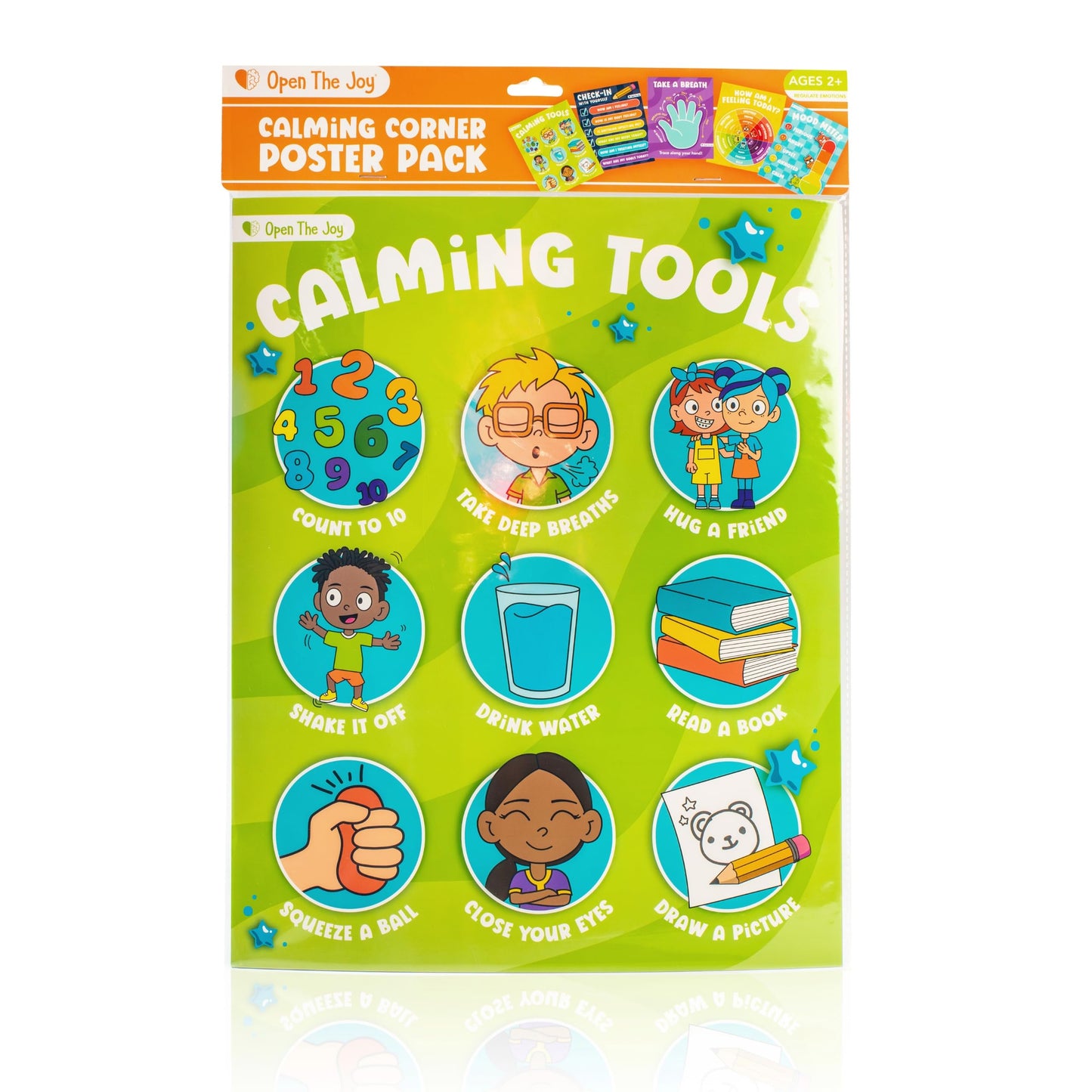 Open The Joy Discovery Toolkit Bundle - Version 2 | Calming Corner Poster Pack, Emotions Stacking Rings, Jumbo Kindness Mission Cards, My Emotions Family Peg Puzzle