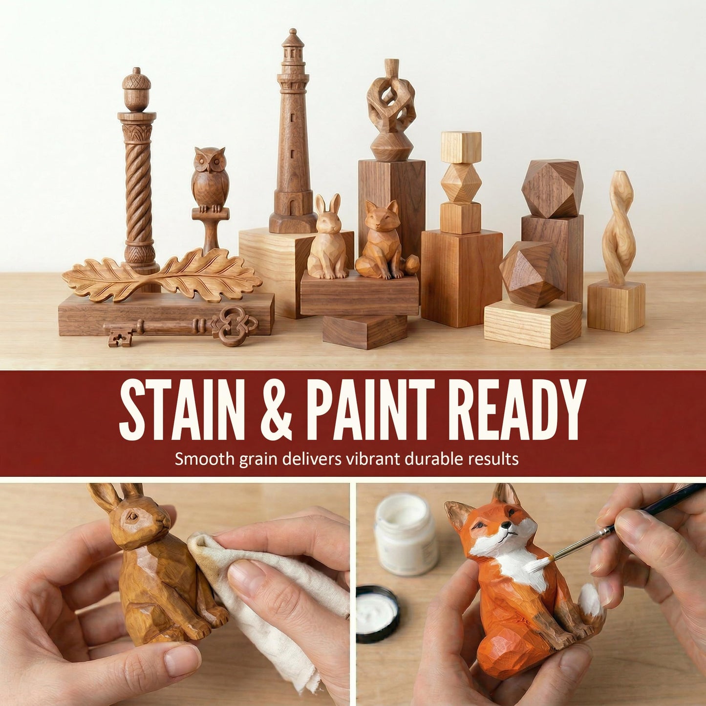 Basswood Carving Blocks 24PCS, Wood Carving Kit for Beginners & Kids, Soft Basswood Whittling Blocks with 3 Sizes (4"x1"x1", 2"x2"x2", 4"x2"x2"), Ideal for Crafts, Sculptures, DIY Projects