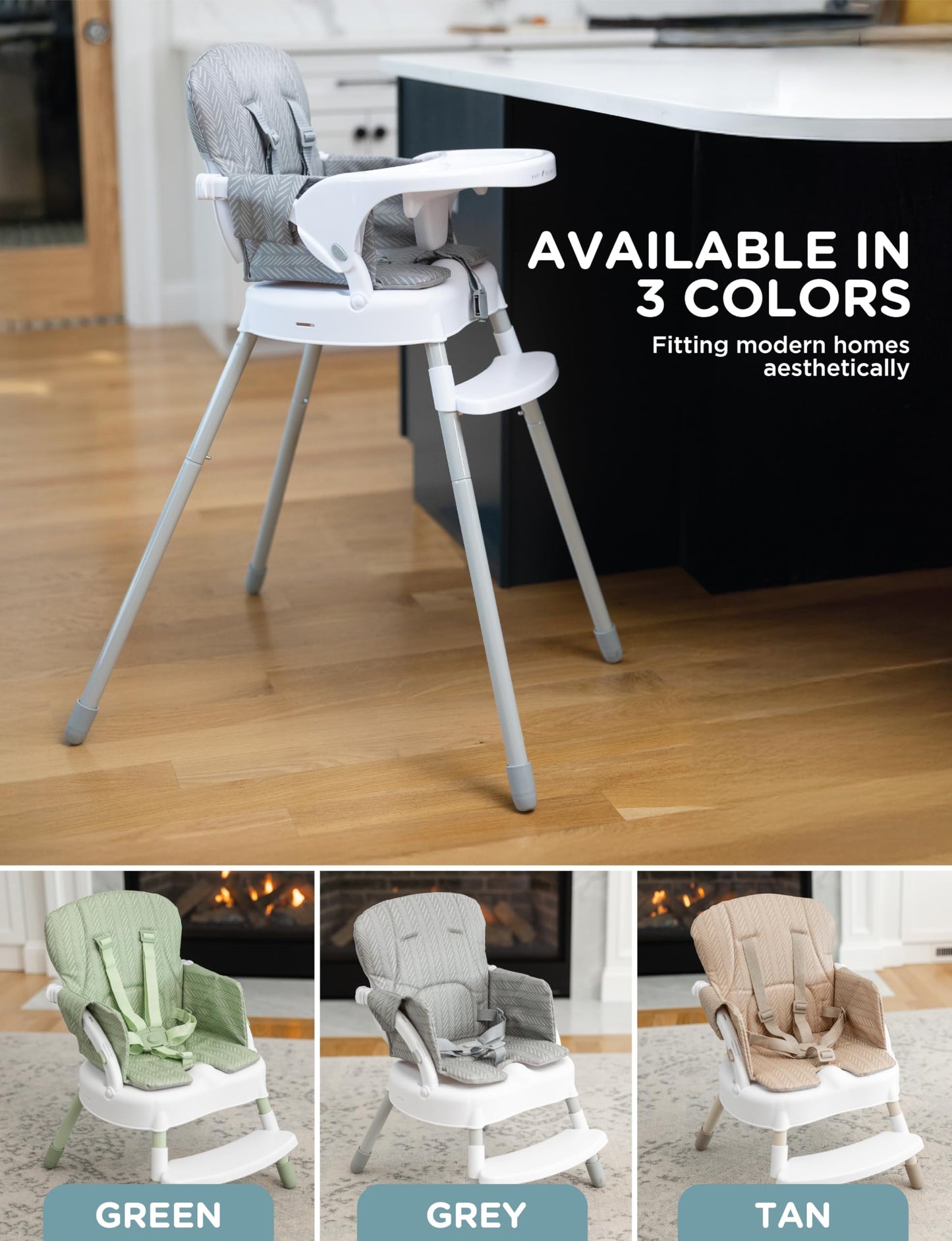 Baby Delight Ascent | 3-in-1 Highchair | Converts to Booster Seat and Playroom Chair | Green
