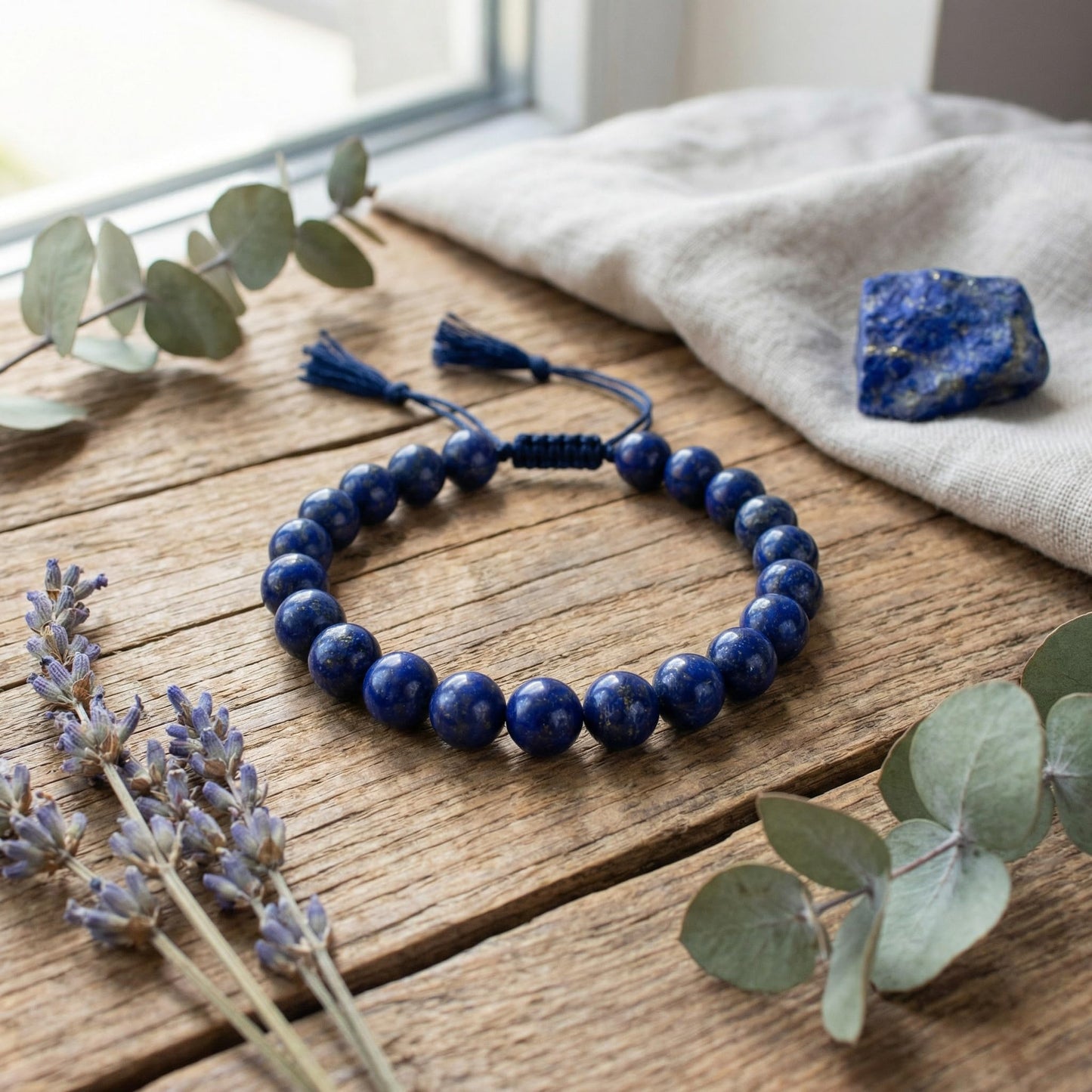 Yochus 45pcs Lapis Lazuli Beads，8mm Healing Power Natural Stone Round Loose Beads for Jewelry Making Earring Necklace DIY Crafts