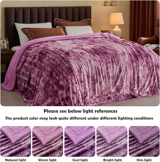 NEWCOSPLAY Super Soft Faux Fur Throw Blanket for Couch Light Purple Sherpa Fuzzy Plush Warm Blanket for Sofa Bed (Light Purple, Throw(50"x60"))