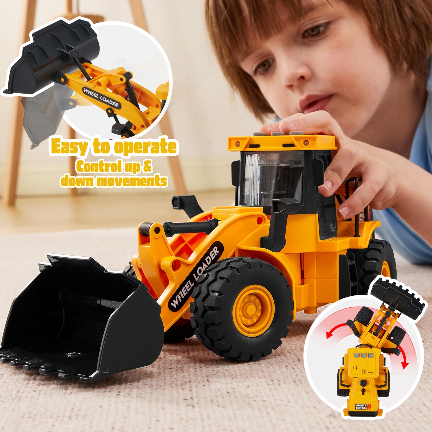 JOYIN 3 Pack Construction Toy - Excavator, Dump Truck and Loader, Moveable Claw & Lifting Back, Construction Truck Toy, Birthday Gift for Toddler Boys Kids