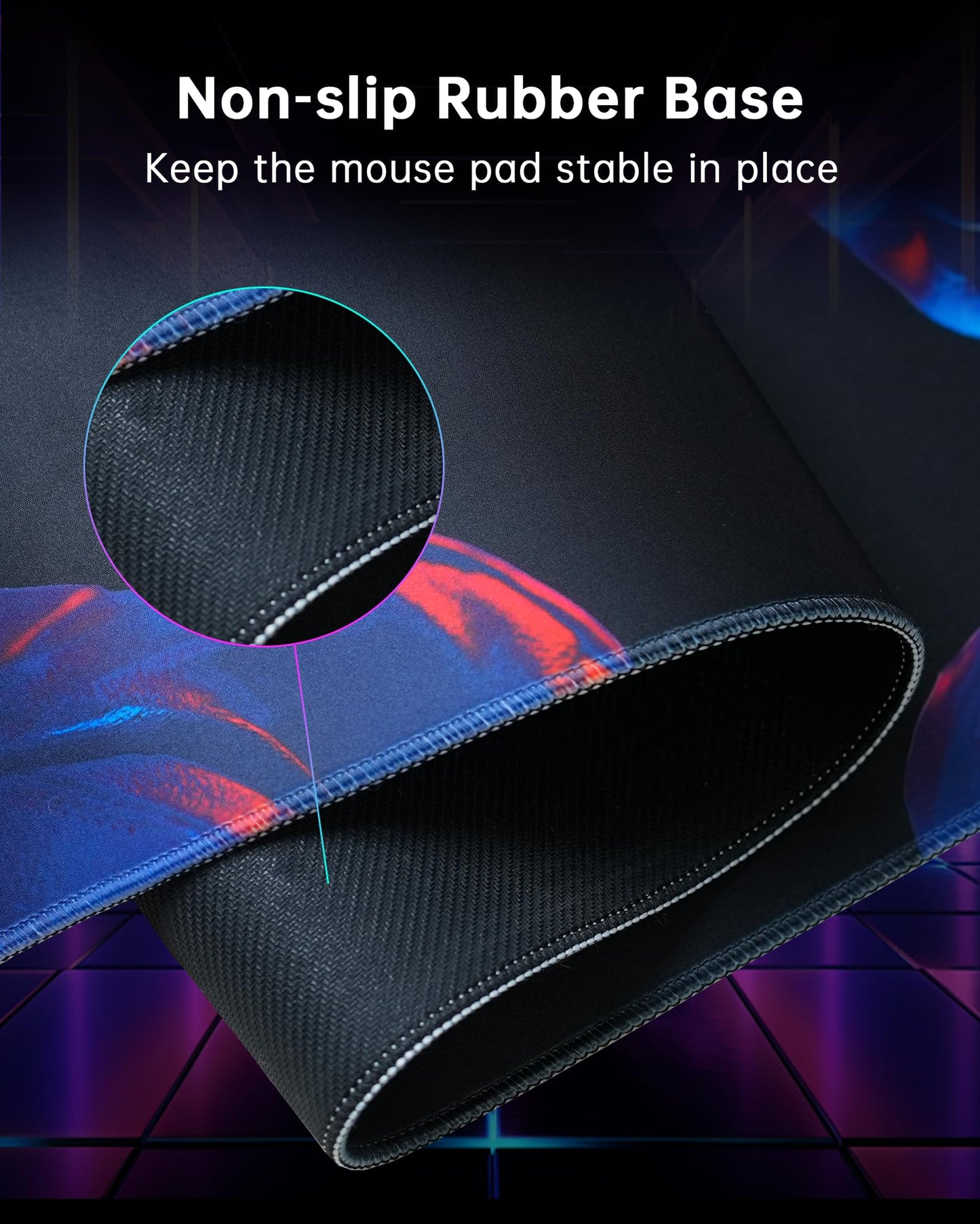 KTC Large Mouse Pad Gaming, Mouse Mat with Microfiber Fabric Surface, Extended Desk Mousepad with Stitched Edges, Non-Slip Rubber Base, 27.5 x 11.8 in, Black, for Gamer Office Home