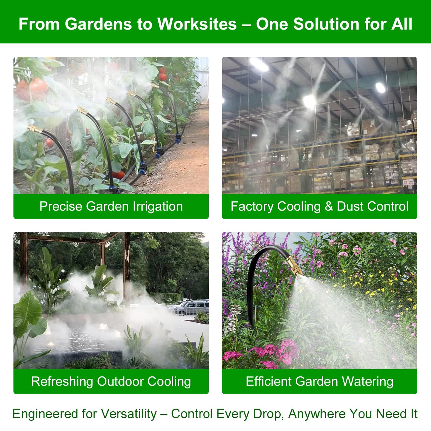 HEKIWAY 80FT Drip Irrigation System for Garden – Automatic Watering Kit with Solid Brass Metal Connectors, 360° Bendable Tubing &22 Adjustable Nozzles for Greenhouse, Lawn, Yard & Plants