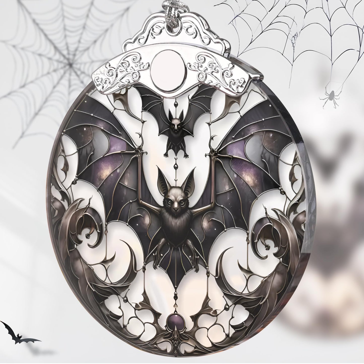Stained Glass Suncatcher Ornament - Bat Christmas Decorations - Christmas Ornaments for Tree - Holiday Present Ideas - Gift Exchange