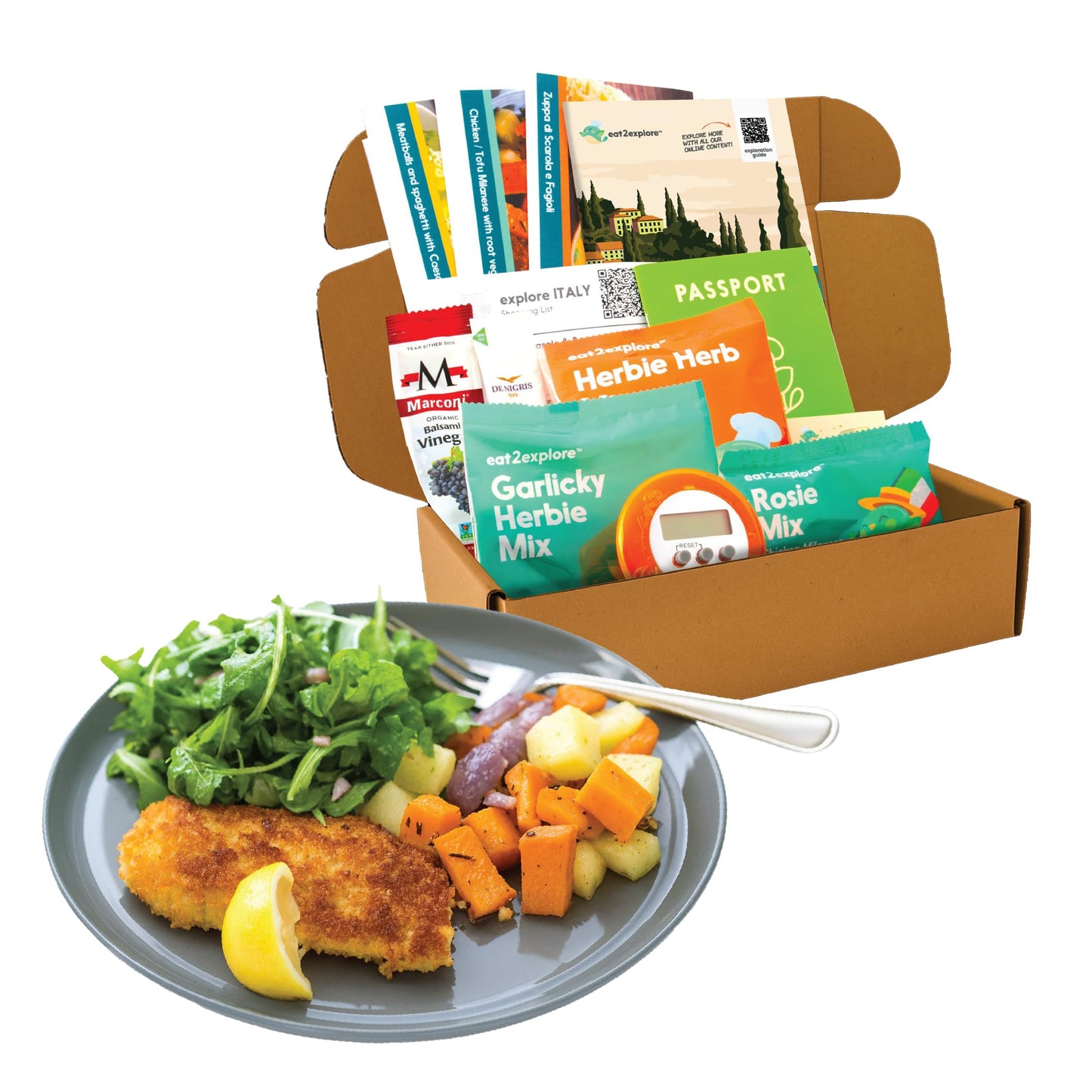 eat2explore Global Cooking Kit - Authentic Recipes, Essential Spices, Cultural Fun & Expert Drink Pairings -Perfect for Date Night and Dinner Parties (ITALY edition)