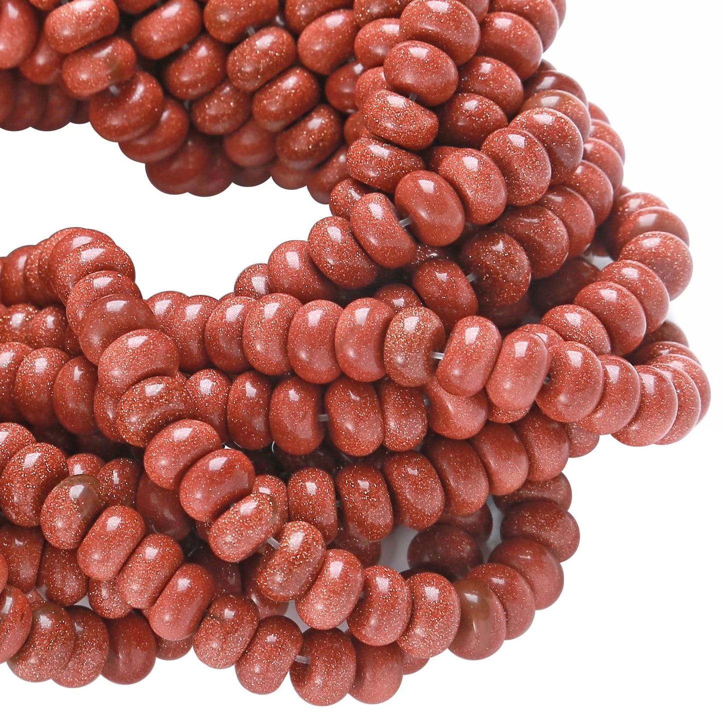 76pcs 5x8mm Natural Stone Gold Sandstone Rondelle Spacer Loose Beads Abacus Disk Stone Round Loose Gemstone Beads for Jewelry Making DIY Bracelet Necklace