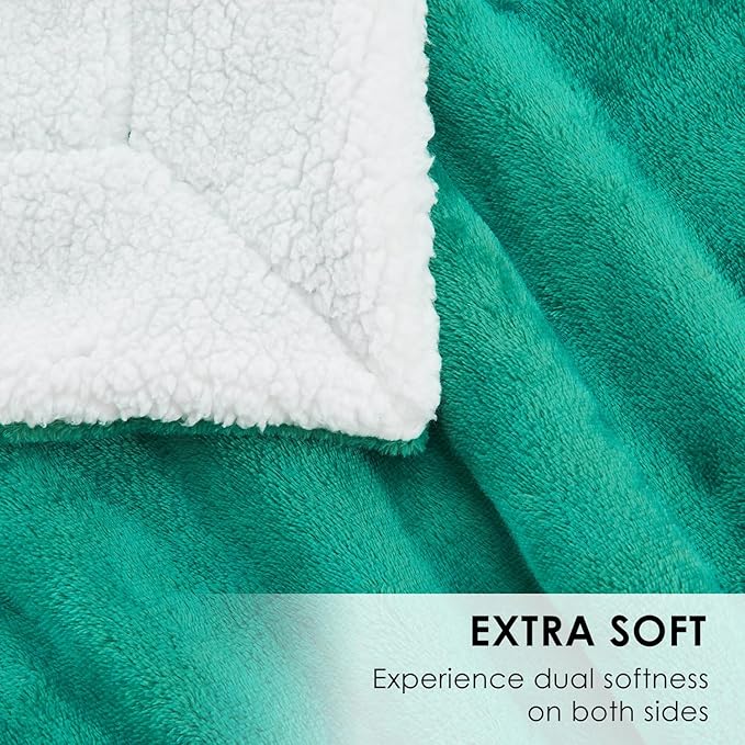 SOCHOW Sherpa Fleece Throw Blanket, Double-Sided Super Soft Luxurious Plush Blanket Throw Size, Malachite Green, 50x60 inches