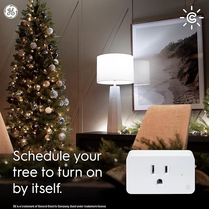 GE Cync Smart Indoor Plug, Smart Outlet Control, WiFi Outlet Plug, Matter Compatible, Works with Alexa and Google Home