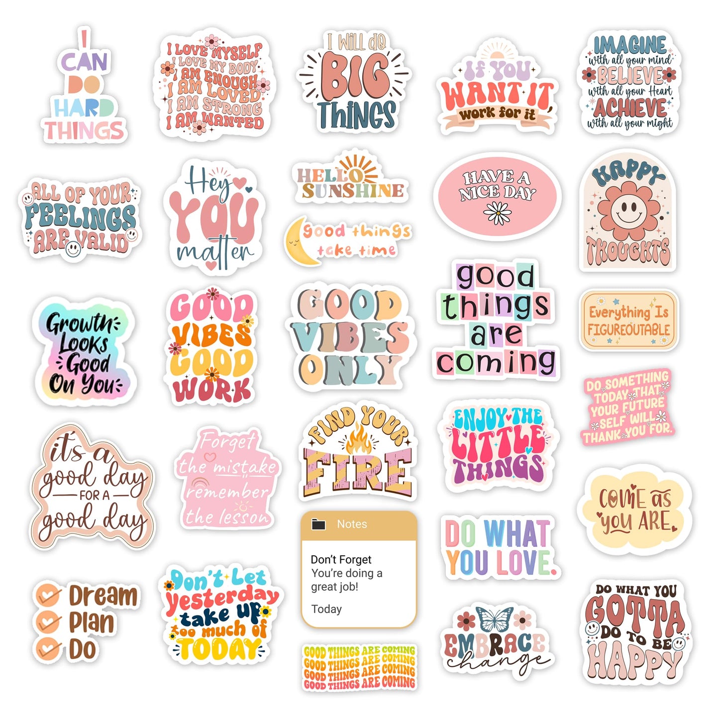 300PCS Motivational & Affirmation Stickers by Puraesla – for Vision Board, Positive Inspirational Decals for Water Bottles, Laptops, Planners, Journals, Scrapbooks & Teachers
