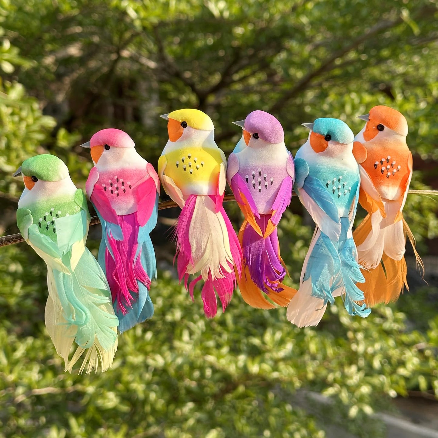 LWINGFLYER Artificial Birds Fluffy Feather Simulation Foam Bird Ornaments for DIY Craft Wedding Decoration Home Garden Party (Style B 12pcs Clip)
