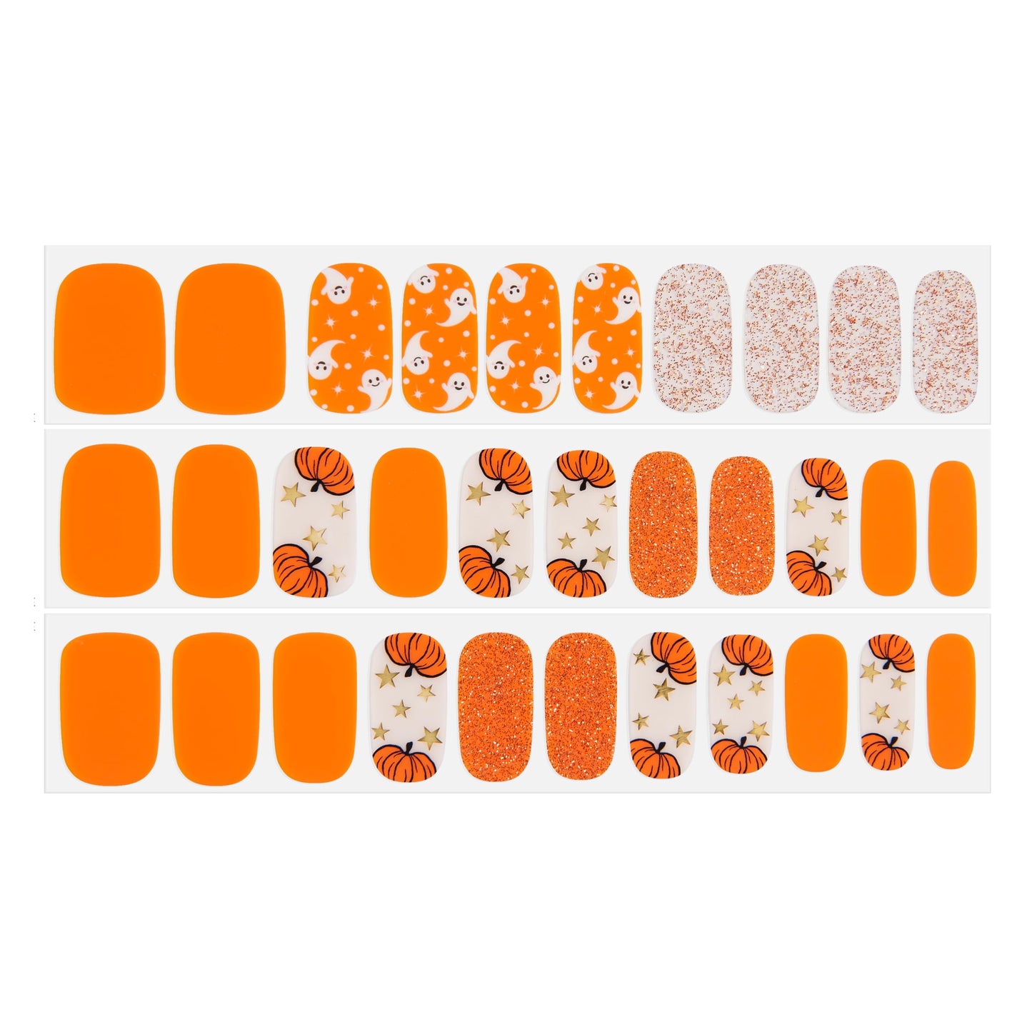 Dashing Diva Gloss Nail Strips - Pumpkin Charm | UV Free Gel Nail Wraps - Chip Resistant, Long Lasting | Includes 32 Wraps, 1 Prep Pad, 1 File