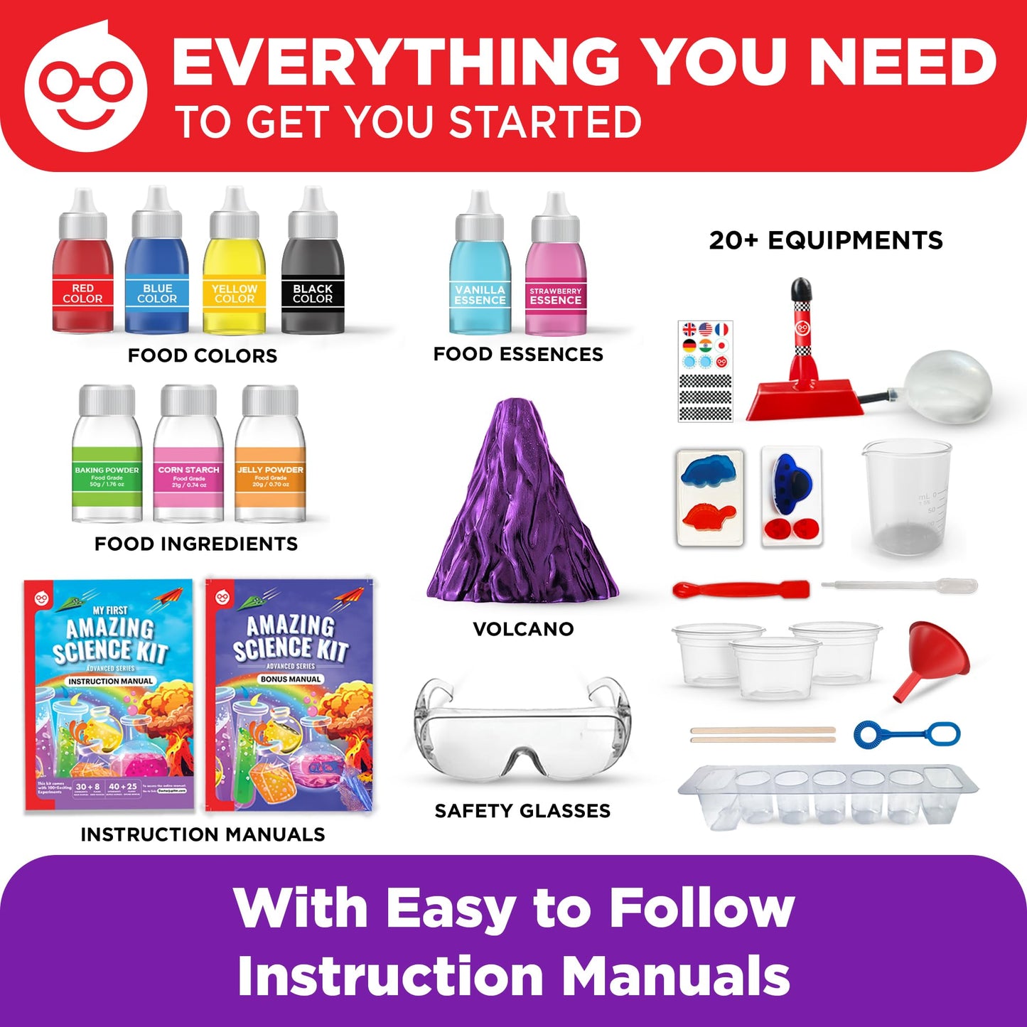 Doctor Jupiter My First Amazing Science Kit for Kids Ages 4-5-6-7-8 Ideas for 4+ Year Old Boys & Girls | Learning & Educational Projects | STEM Toy with 100+ Experiments