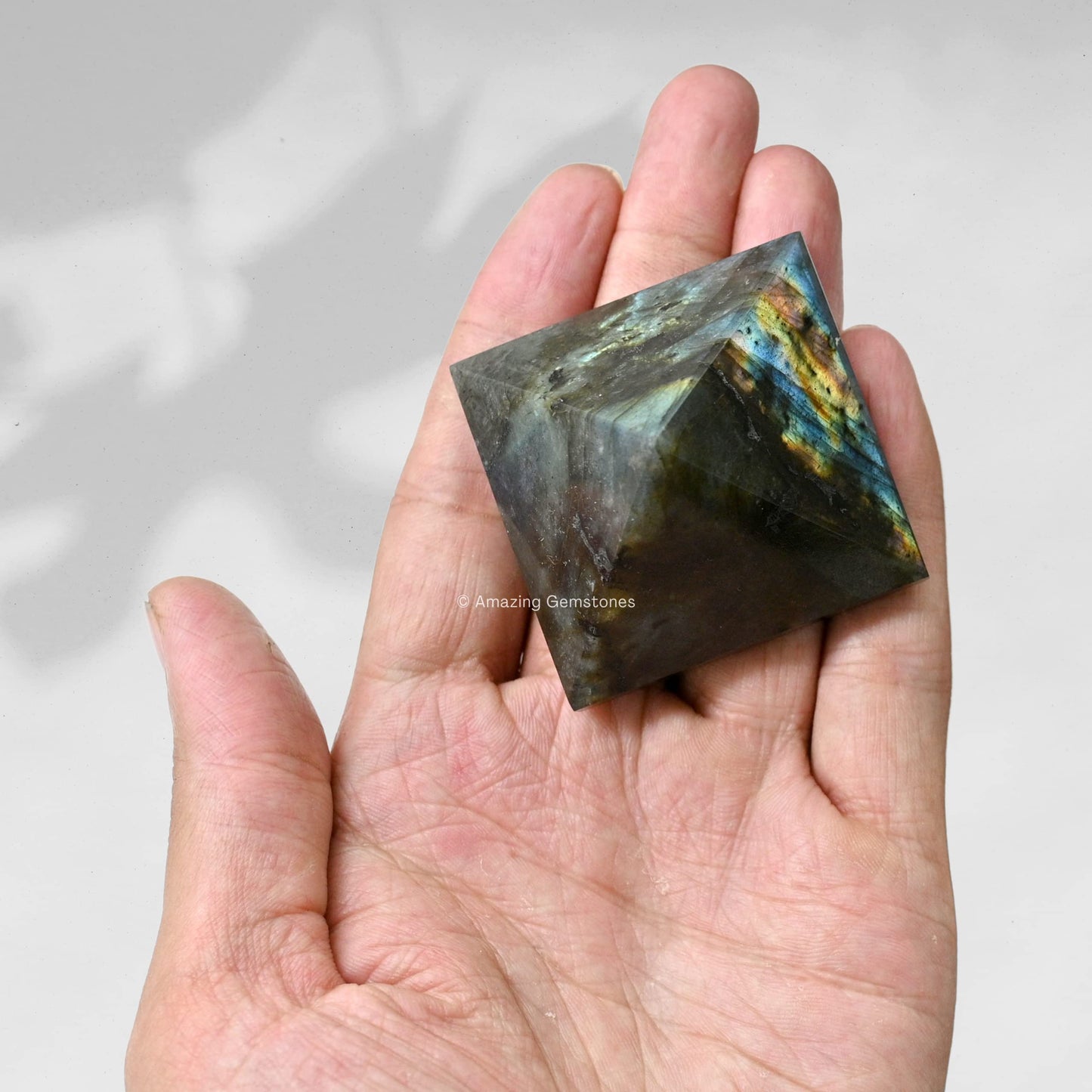 Amazing Gemstone Labradorite Pyramid Crystal Healing Stones - 2" Great Pyramid Figurine of Natural Stone Pyramid for Meditation, Reiki, Chakra Balancing and Crystal Pyramids Grid