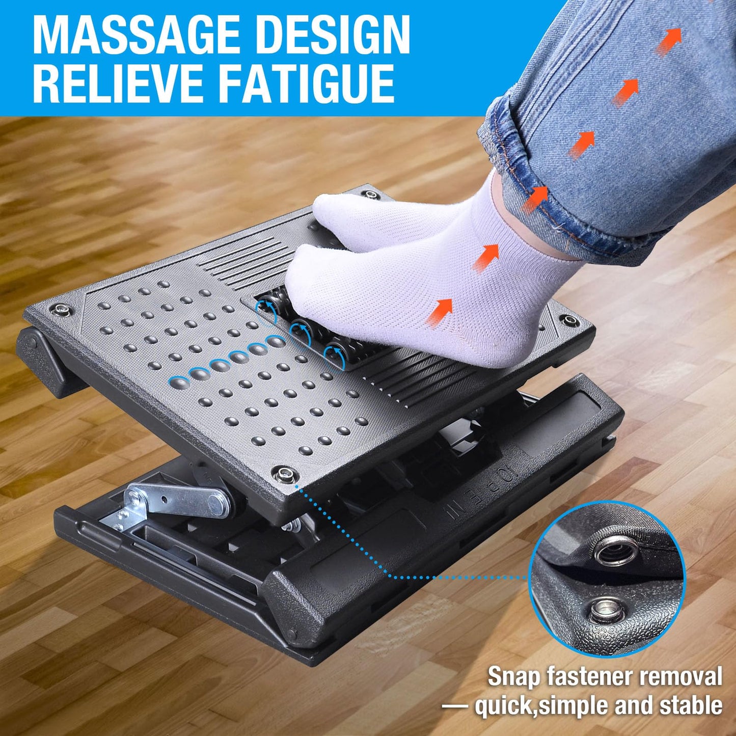 Scalebeard Foot Rest for Under Desk at Work,Height Adjustable Infinite Angle Ergonomic Foldable Footrest for Office, Gaming,Computer, Removable Pad Desk Foot Stool with Massage Beads,for All Seasons