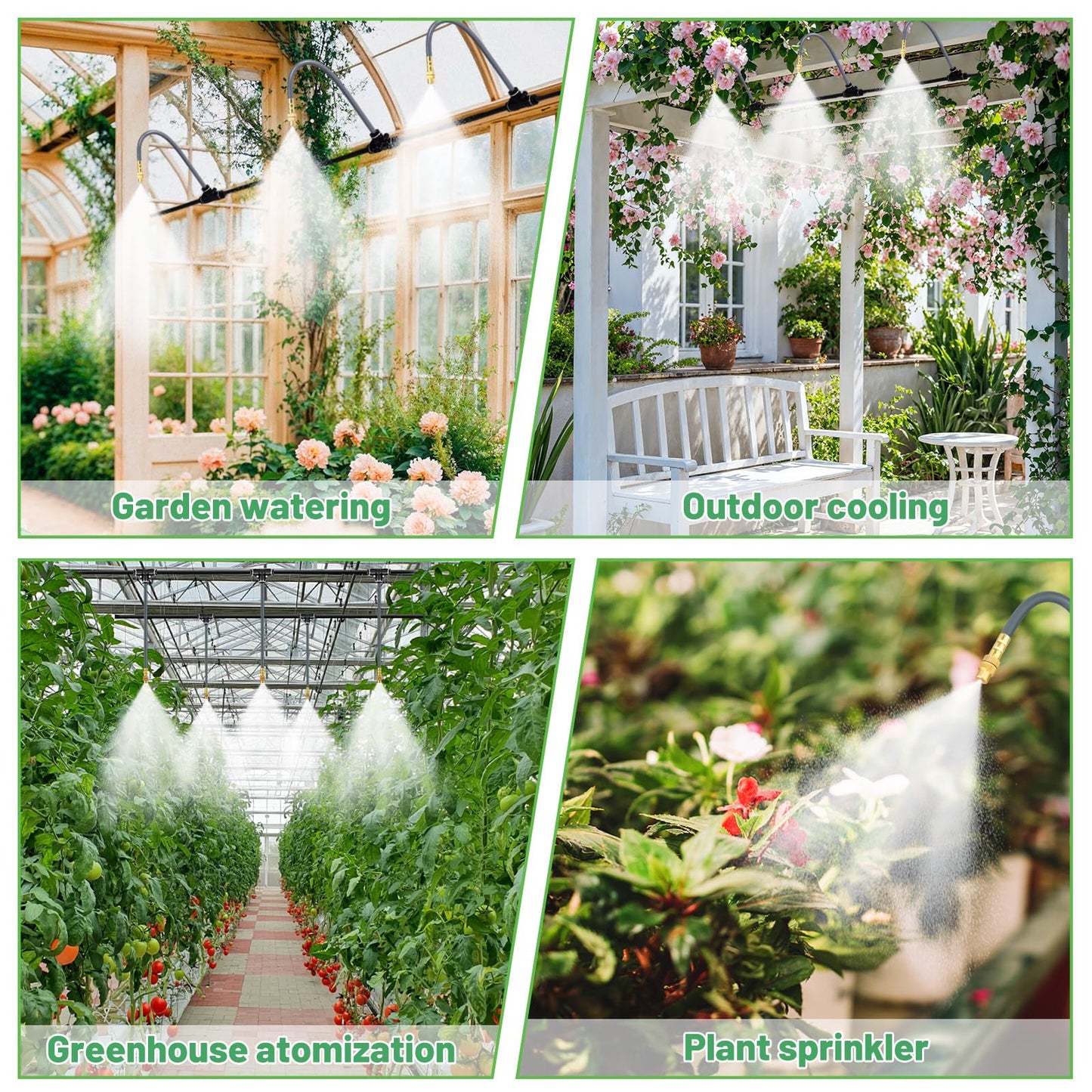 49.2 Ft 360° Adjustable 1/4" Drip Irrigation System Bendable Watering Misting System Drip Irrigation Kit Garden Watering Atomizing System with 12 Nozzles, Automatic Irrigation System for Garden