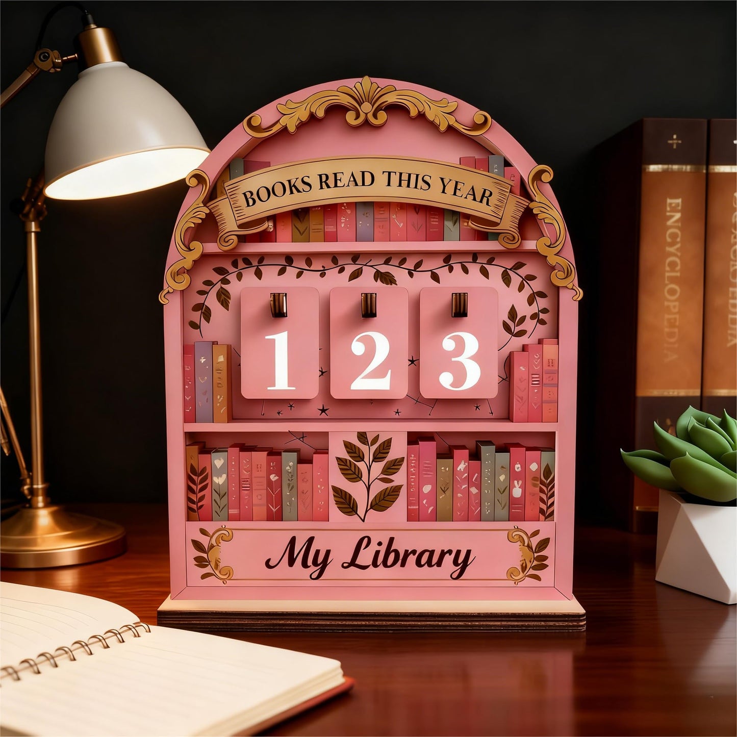 Books Read This Year Counter Wooden Sign, Reading Tracker for Home Library Decor, Book Lover Gift for Librarian Reader Teacher, Bookshelf Decor Wall Art (S3)