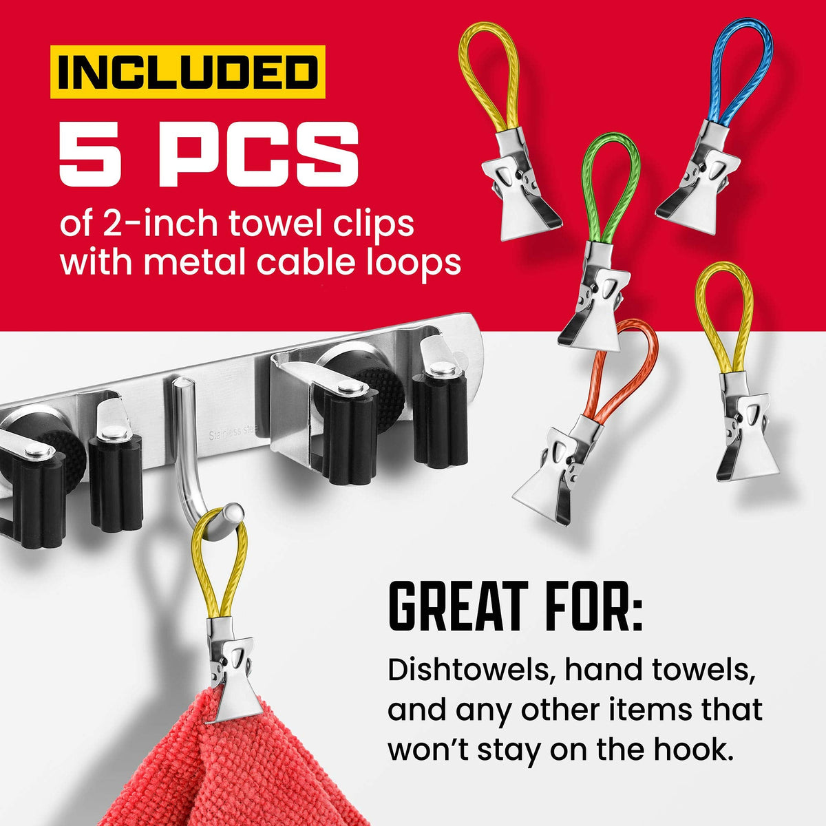 2 Pack Wall Mount Hanger for Brooms & Mops (2 Count)