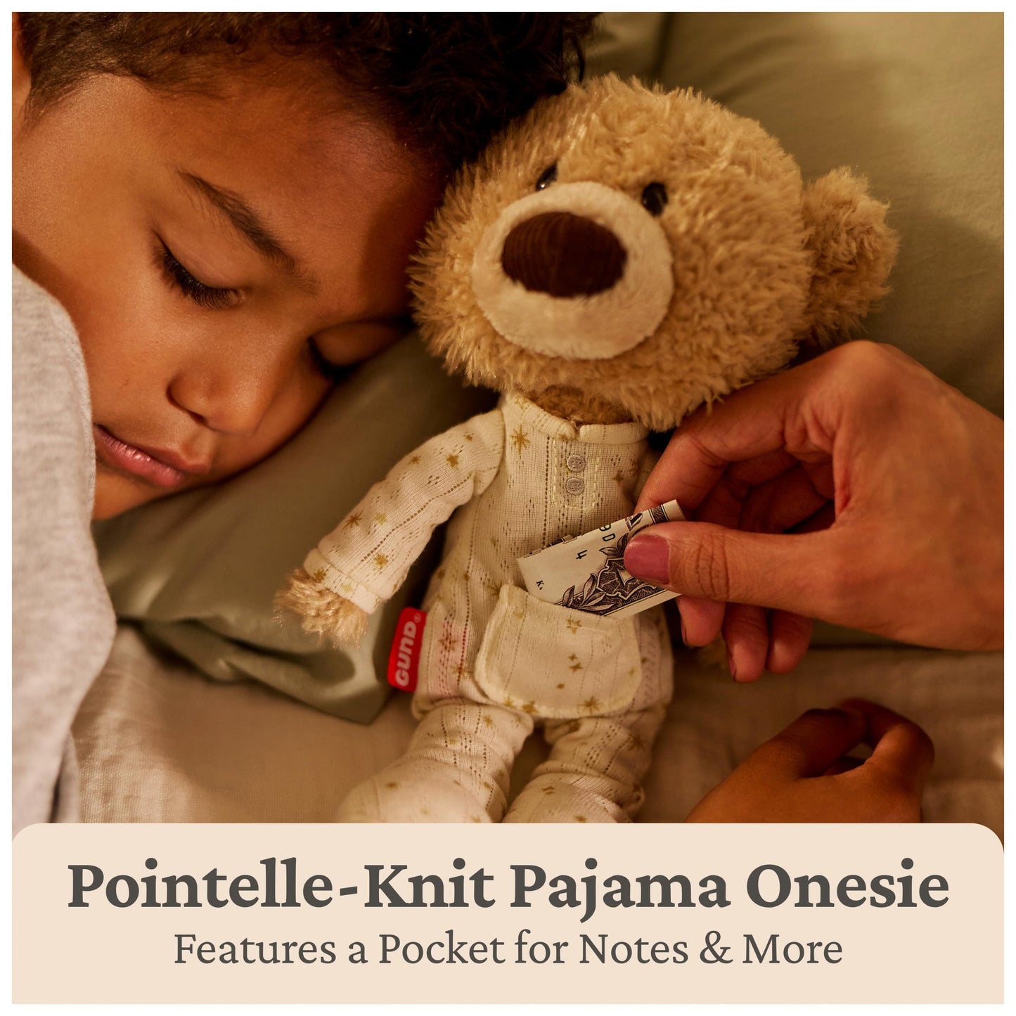 GUND Lost Tooth Toothpick Bear, Premium Teddy Bear with Pajamas and Pocket for Notes or Baby Tooth, Stuffed Animals for Ages 0 and Up, Brown, 10”