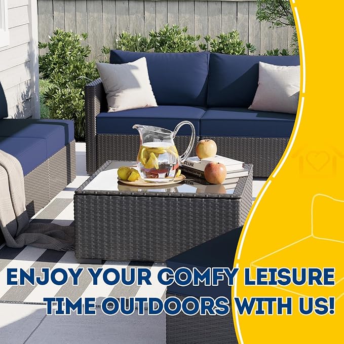 AAAAAcessories Outdoor Deep Seat Cushions, Waterproof, Fade-Resistant Patio Furniture Replacement Cushions, 24" x 24" x 5" + 24" x 13.5", Navy Blue