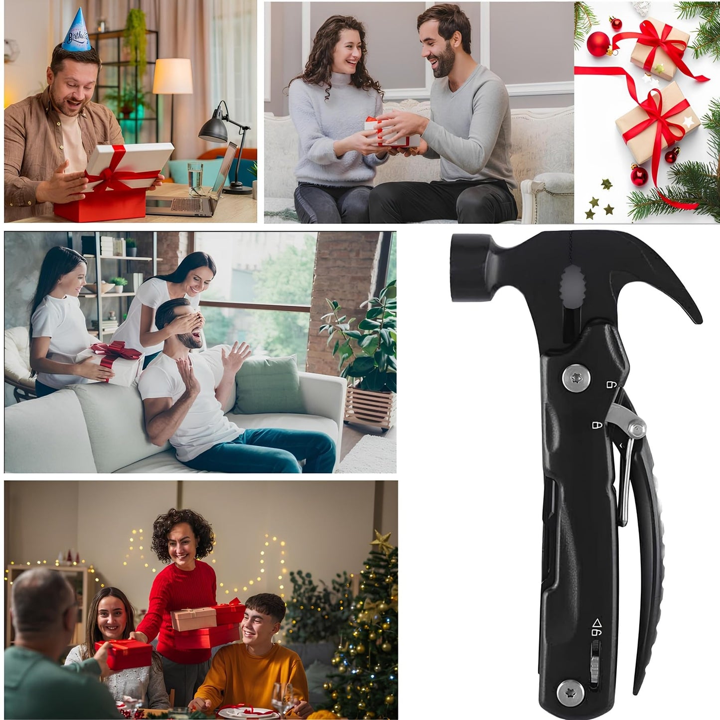 13-in-1 Mutitool, Stainless Steel Multi-functional Hammers with Hammer Saw Screwdrivers Pliers Bottle Opener Foldable Multitools with Sheath, Ideal for Camping,Survival,Repair Great Gifts for Men