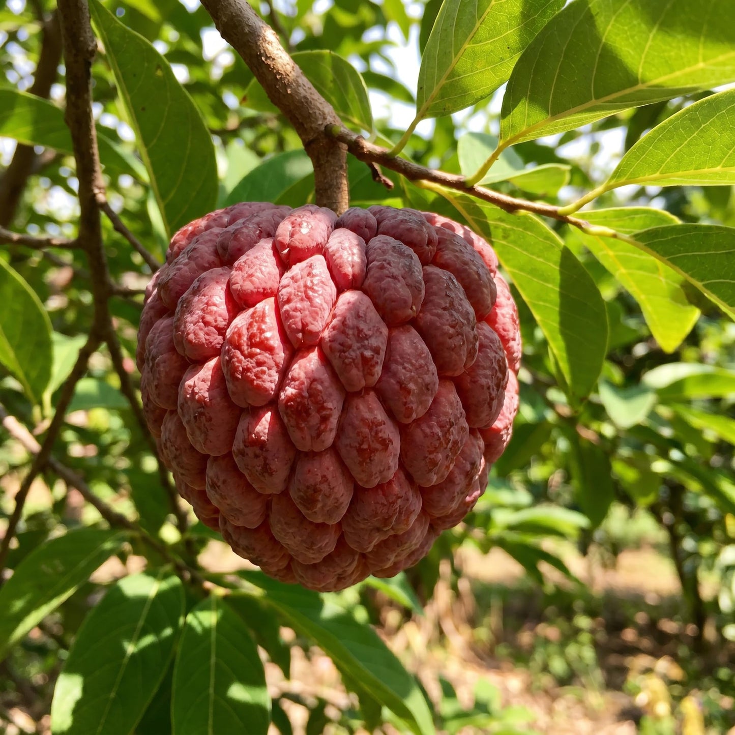 Sugar Apple Tree 2-3 Feet Tall in 3 Gallon Pot, Sweet Tropical Fruit Tree, Backyard and Container Planting, No CA (Red Sugar Apple)