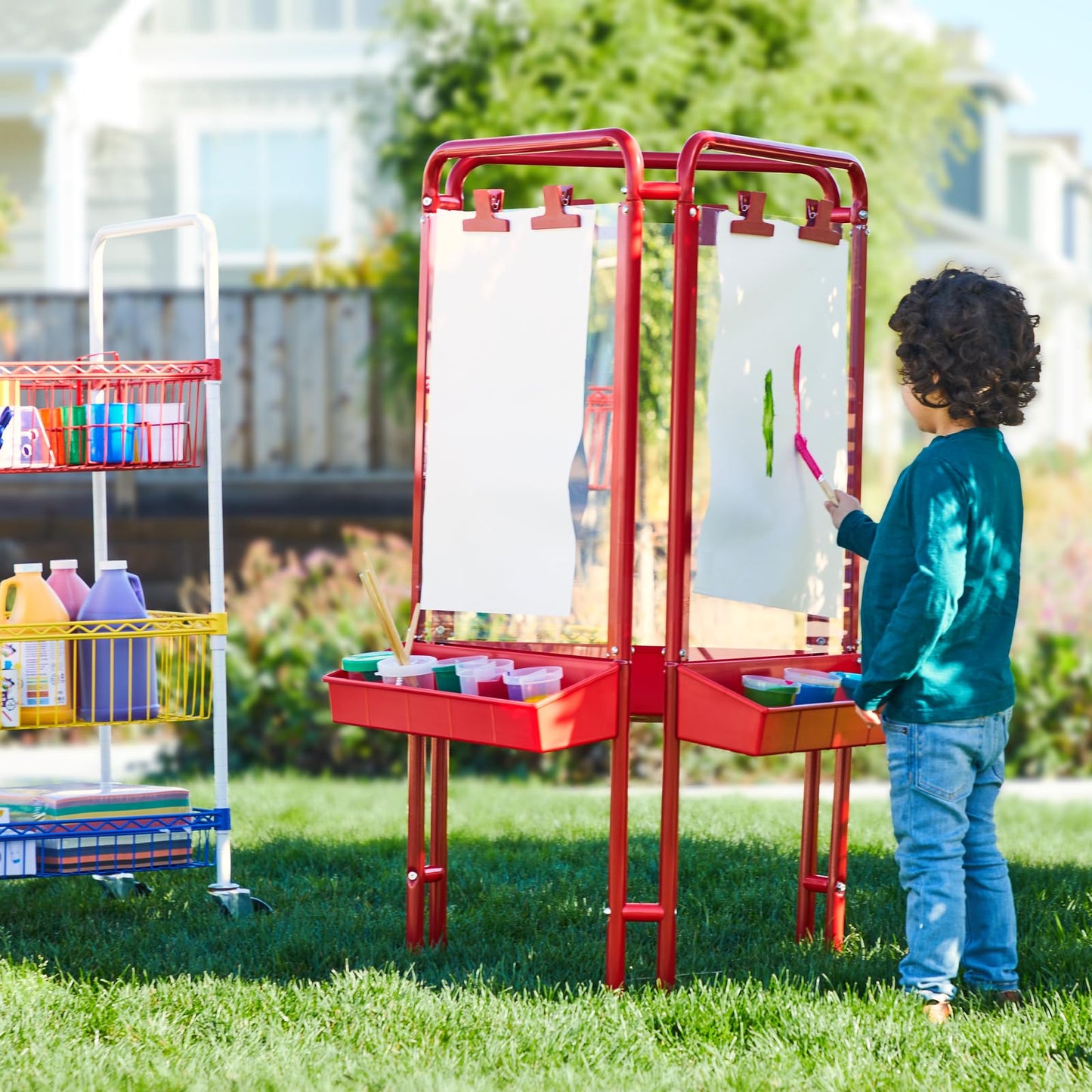 Colorations 3-Way Indoor/Outdoor Acrylic Panel Easel, Outdoor Play, Drawing, Adjustable , Art and Craft Painting