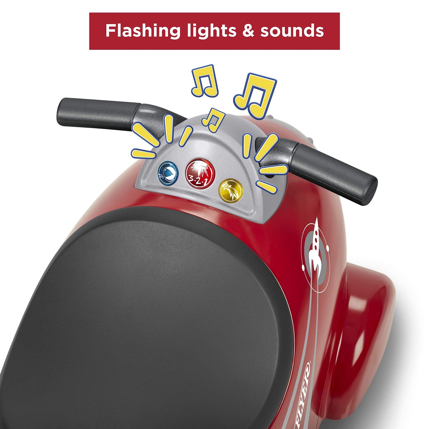 Radio Flyer Retro Rocket, for Toddlers 1-3, 3-in-1 Push Walker Ride On Rocket with Sensory Activities, Under-Seat Storage, Lights and Sounds, 42 lb Capacity, Toddler Ride On Toys