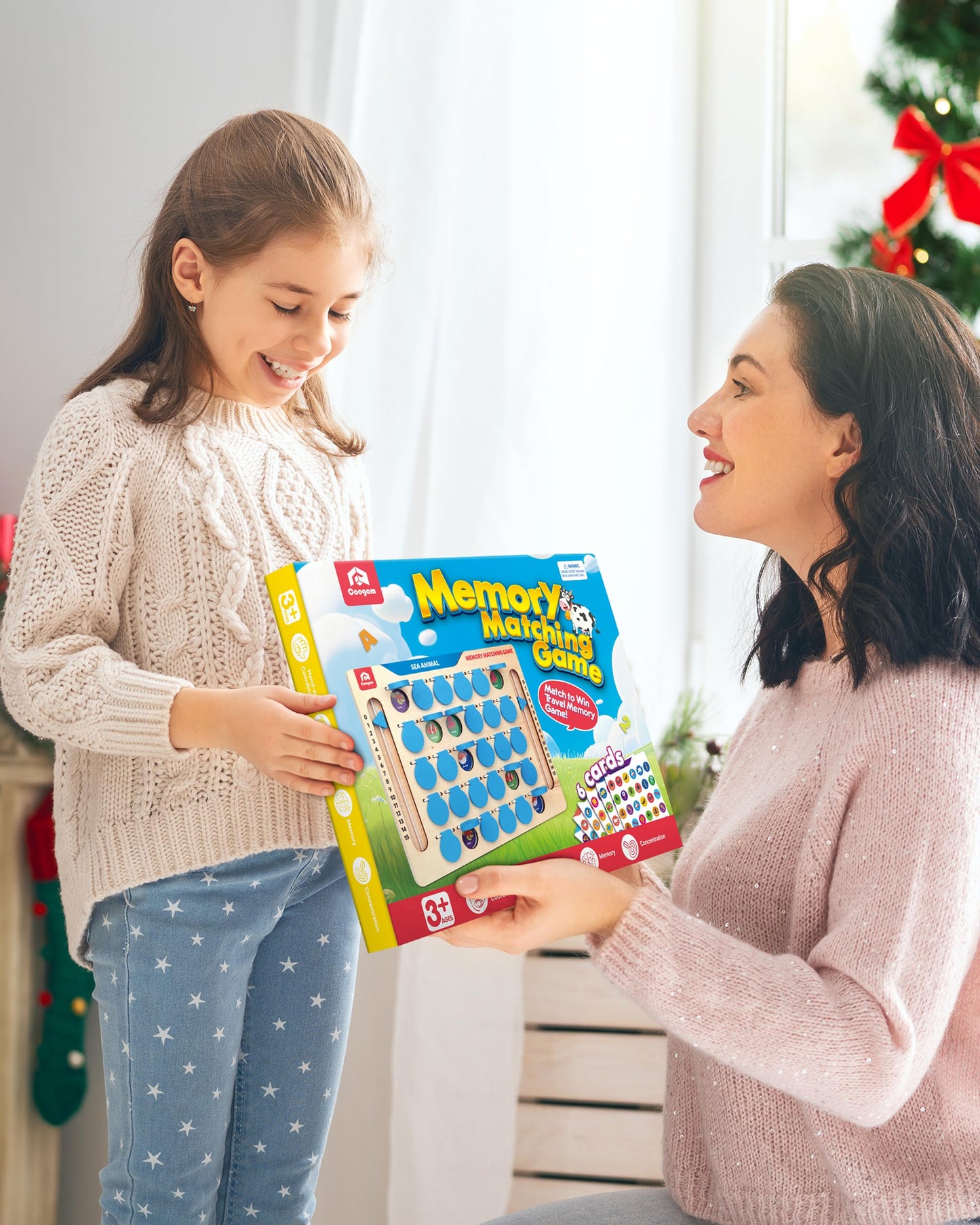 Coogam Memory Matching Game, Wooden Board Travel Toy with Memory Cards, Essential Activity for Road Trip Airplane/Car/Camping, Fine Motor Educational Gift Toy for 3 4 5 Year Old Kids