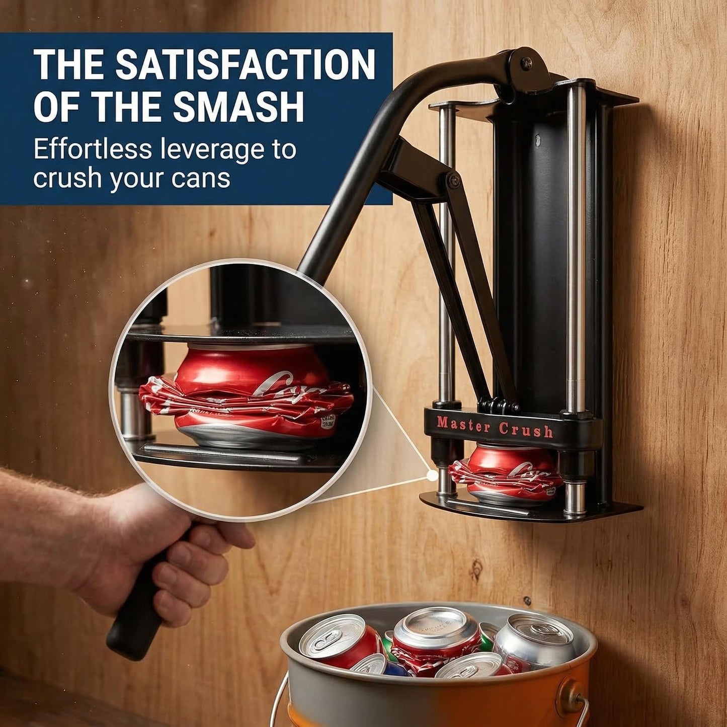 MasterCrush Wall Mounted Aluminum Can Crusher Heavy Duty – Tin and Plastic Bottle Smasher for Recycling (12oz/16oz/24oz/32oz)
