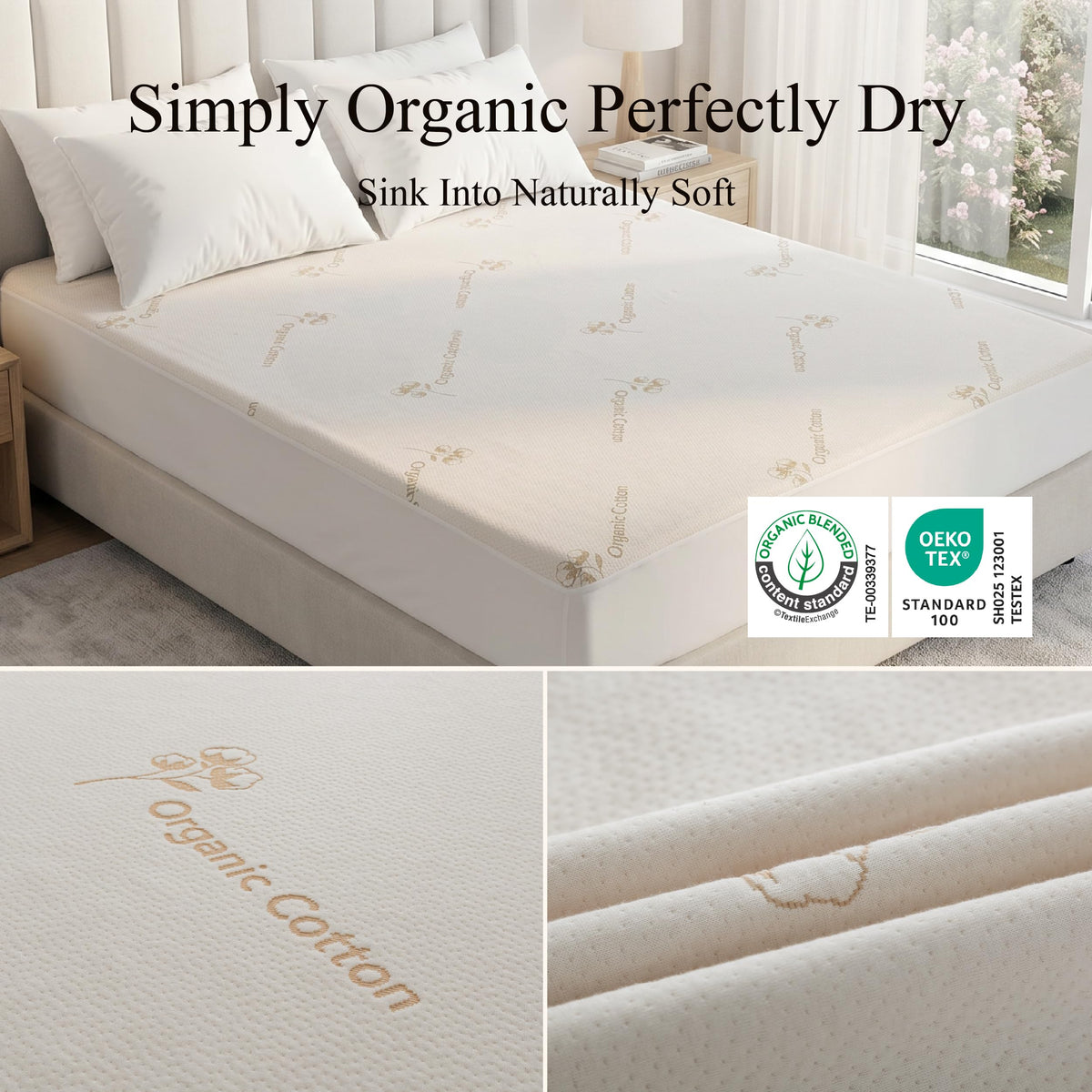 Organic Cotton Surface Mattress Protector Waterproof Full Size