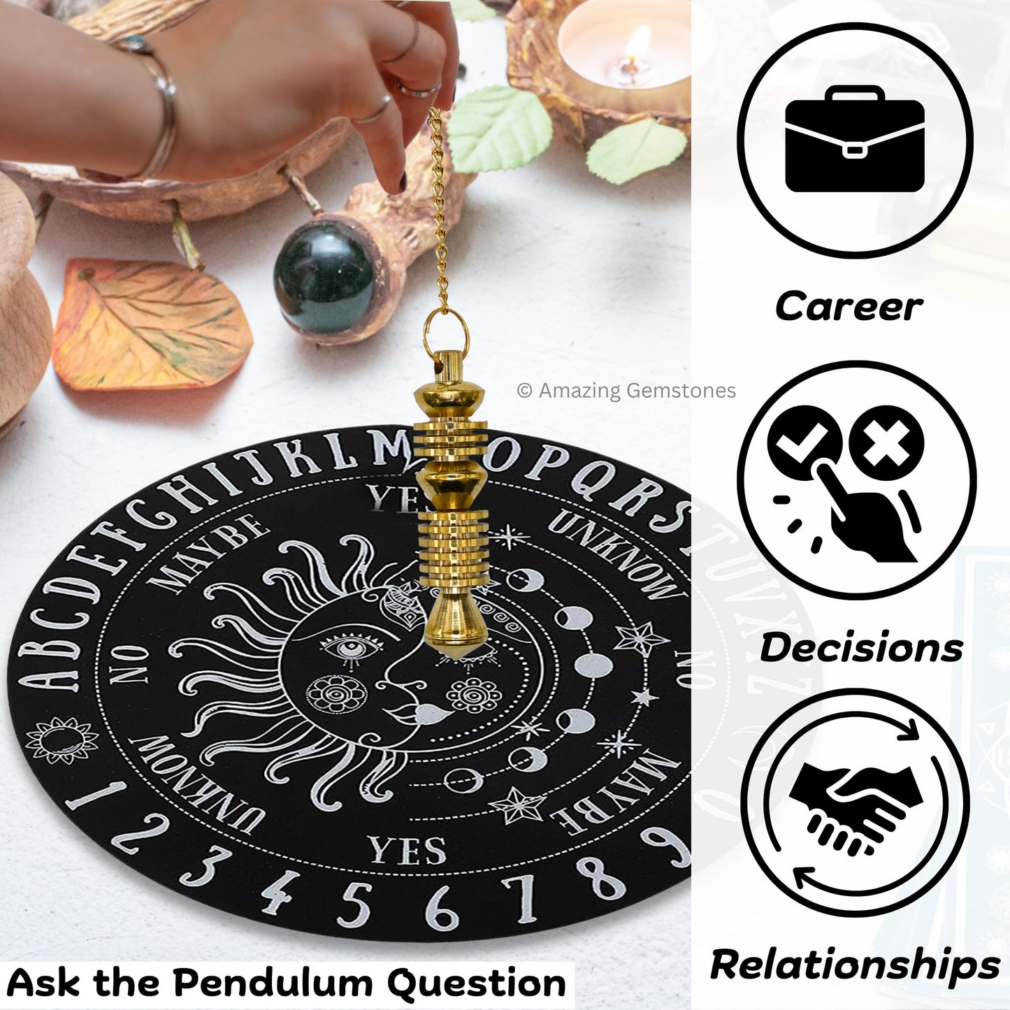 Ibrahim Karim Universal Pendulum Healing Metal Pendulums for Divination, Gold Double ISIS Steel Copper Pendulum High Energy Pendulo de Bronce Pendulos de Mesa MP21