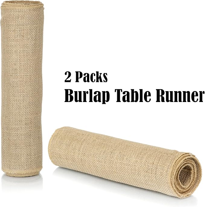 2 Pack Natural Burlap Table Runners (12 x 72 Inch) | Rustic Jute Table Runners for Wedding, Farmhouse, Thanksgiving, Coffee Table Decor Cover, Fall Décor & Parties