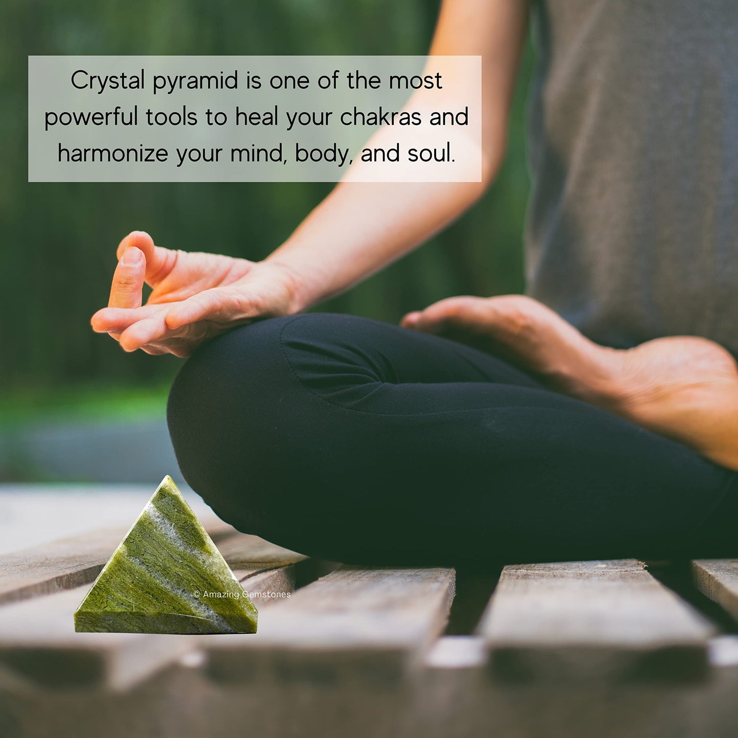 Amazing Gemstone Vesuvianite Pyramid Crystal Healing Stones - 2" Great Pyramid Figurine of Natural Stone Pyramid for Meditation, Reiki, Chakra Balancing and Crystal Pyramids Grid