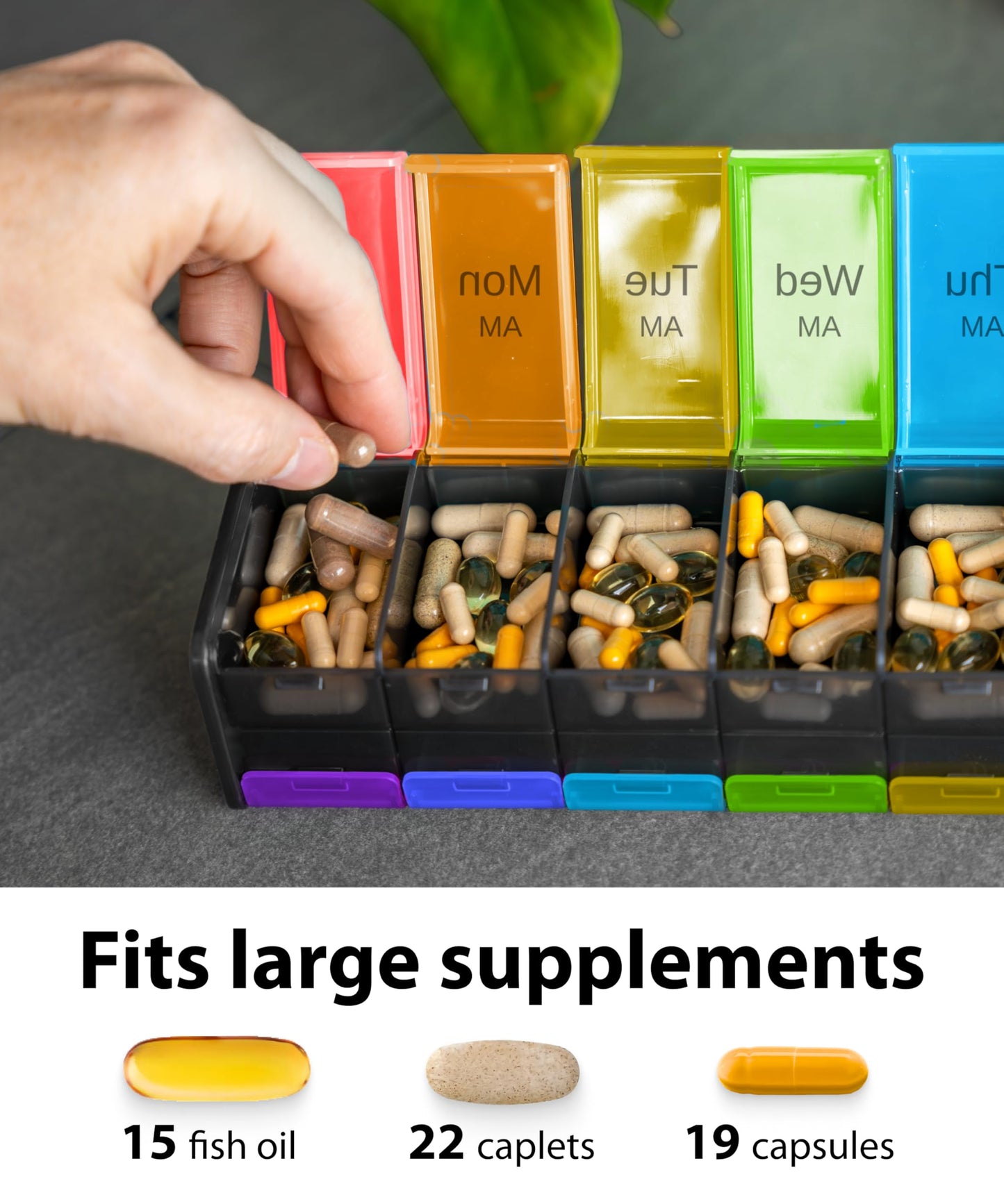 Extra Large Pill Organizer- XXL Pill Box 7 Day - Weekly Pill Organizer with AM PM Large Compartments Big Pill Case for Supplements Jumbo Pill Holder for Vitamins Huge Medicine Organizer 2 Times a Day
