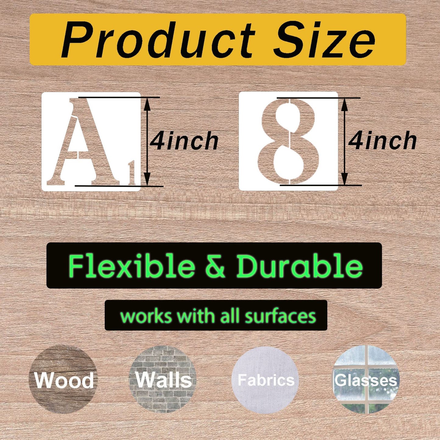 DZXCYZ 4 Inch Letter Stencils Numbers Craft Stencils, 42 Pcs Reusable Plastic Alphabet Drawing Templates for Painting on Wood, Wall, Fabric, Rock, Signage, Door Porch, DIY Art Projects