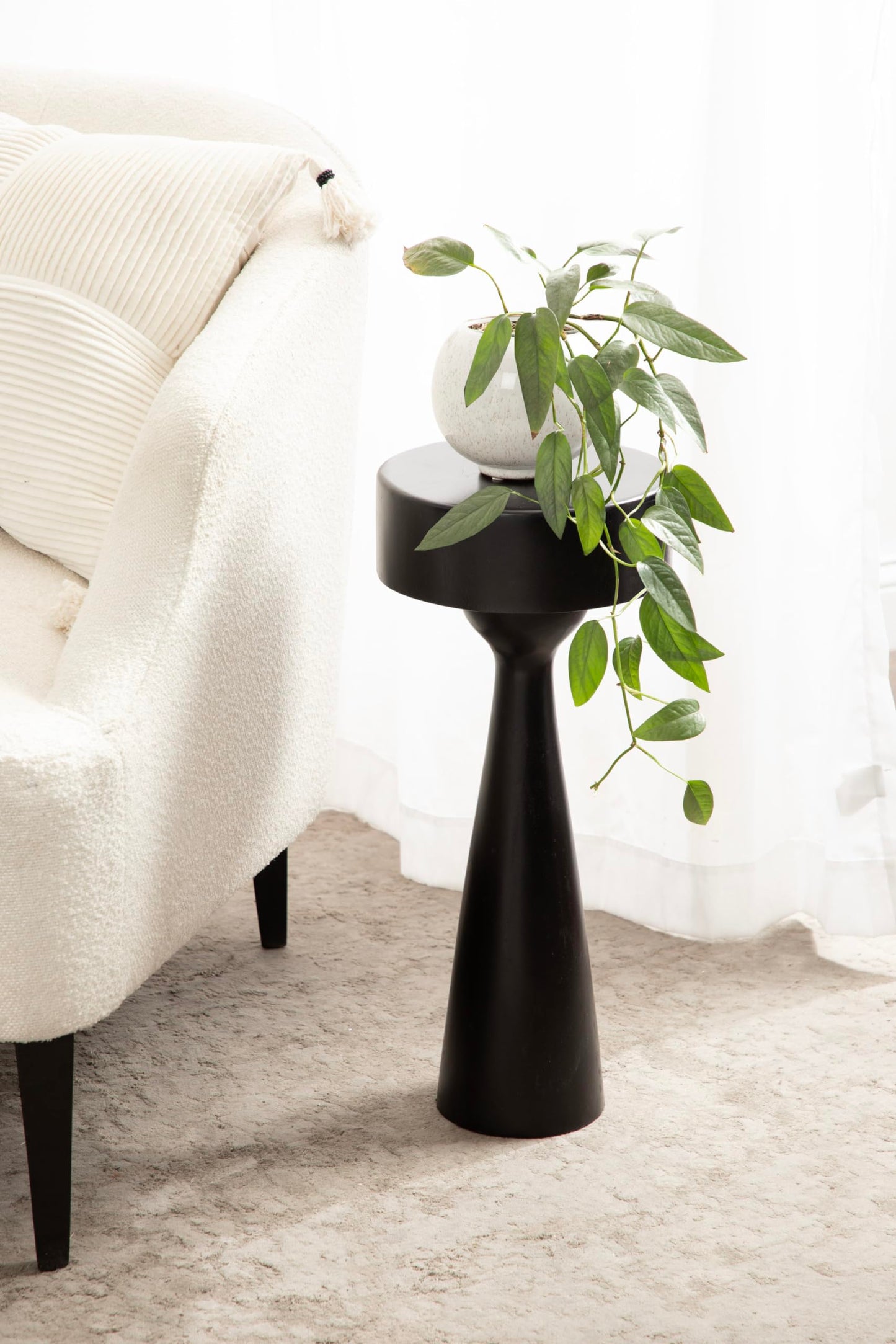 Kate and Laurel Solbrett Transitional Sophisticated Round Drink Table; 10 x 10 x 22; Natural Wood; Sculptural Bedroom Nightstand with Unique Pedestal Table Design for Use as Indoor Plant Stand