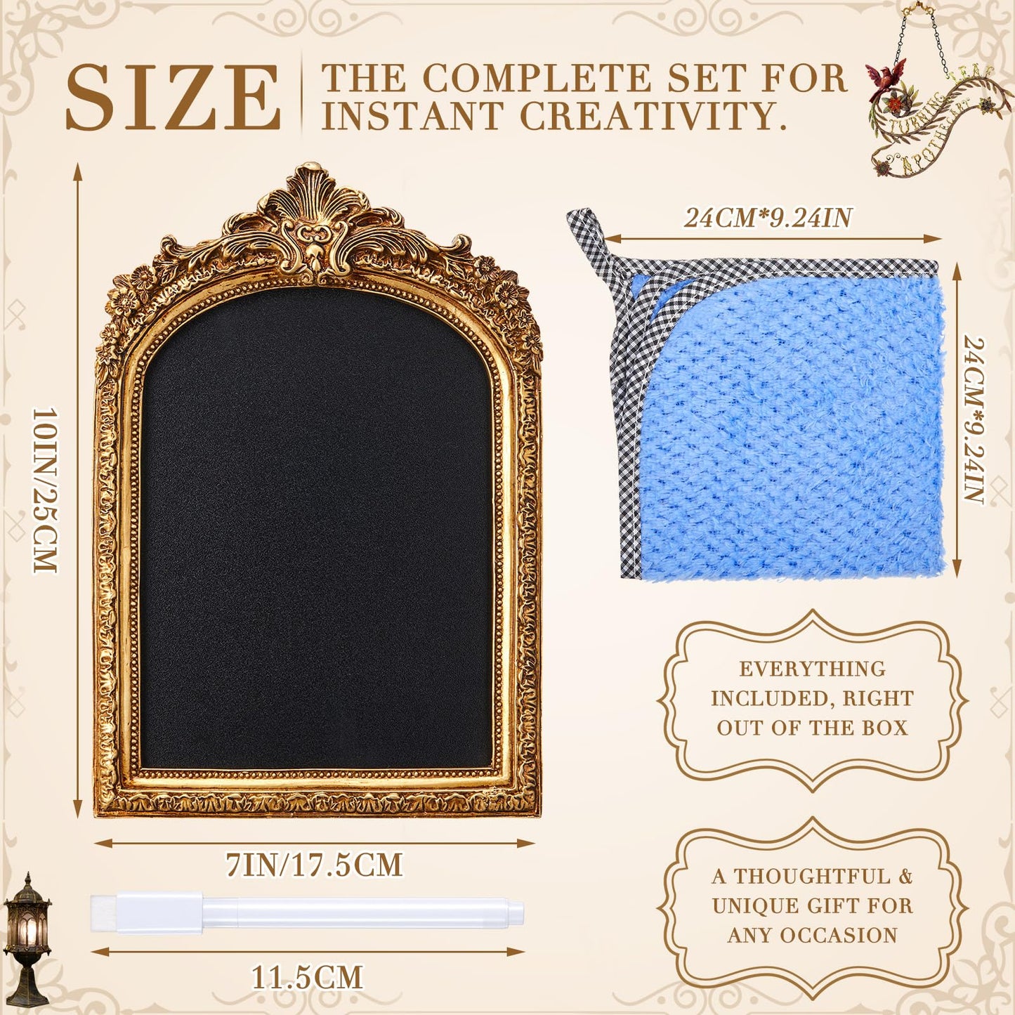 Jaloro 1 Pack Framed Tabletop Chalkboard Sign, Rustic Frame, Hanging Chalkboard, Menu Board for Cafes Restaurant Wedding Countertop with 2 Erasable Pen and 1 Cloth (7 x 10 in,Arch)