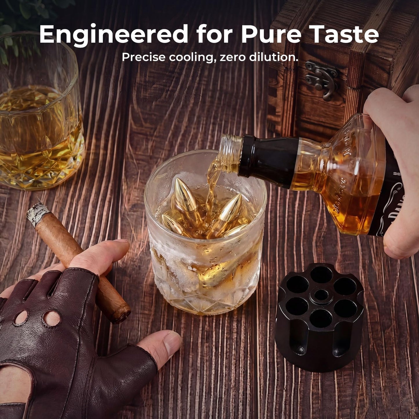 EooCoo Mens Gifts, Whiskey Stones Gift Set with 6 Pcs Stones and Box, Reusable Ice Cubes for Drinks, Cool Gadgets Bourbon Mens Gifts for Dad, Husband, Whiskey Lover