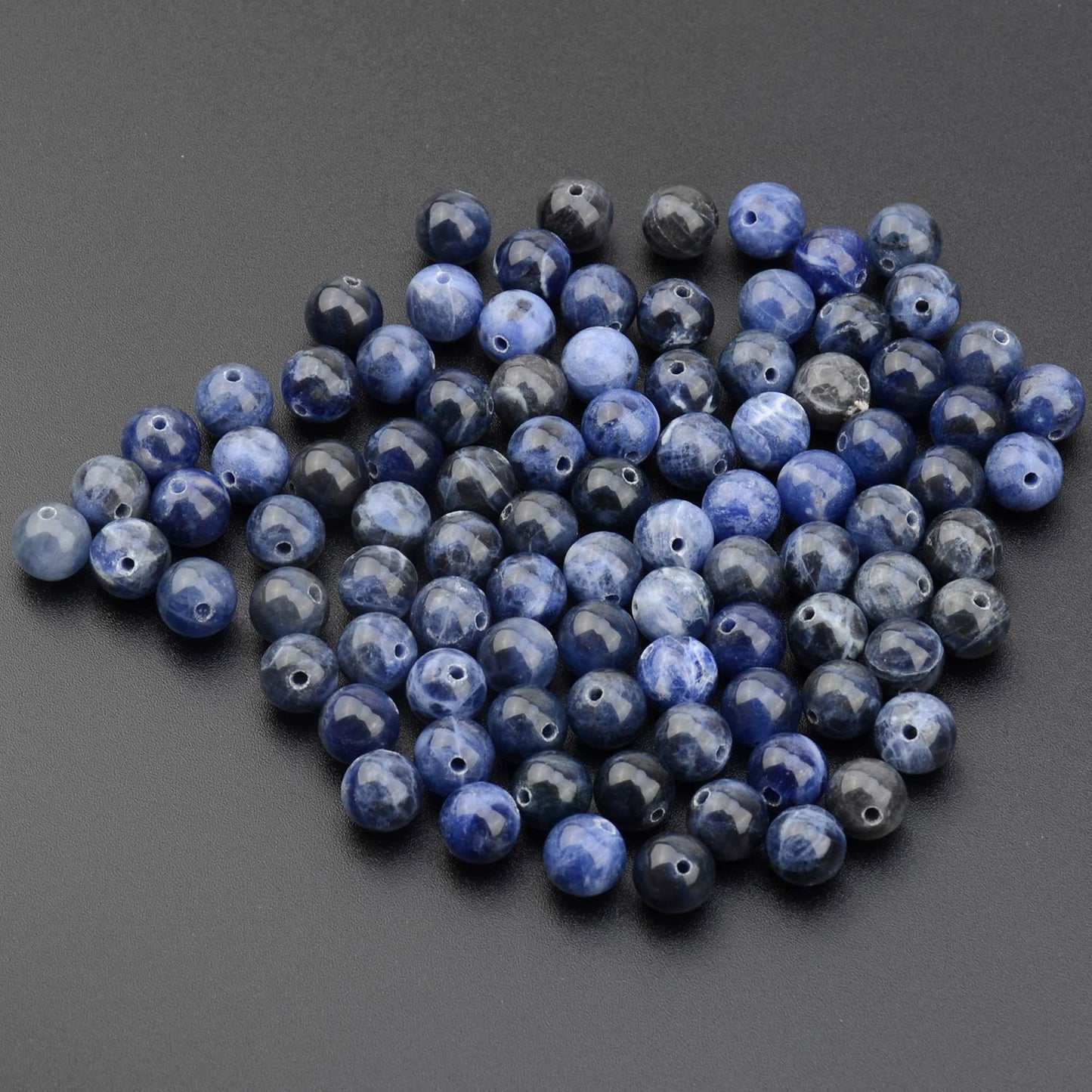 LPBeads 100PCS 8mm Natural Blue Sodalite Beads Gemstone Round Loose Beads for Jewelry Making with Crystal Stretch Cord