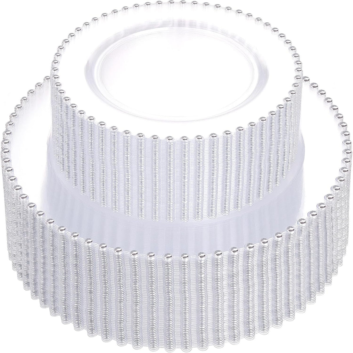 supernal 100PCS Clear Plastic Plates, Clear Plates with Silver Trim, Elegant Plastic Plate Include 50 Dinner Plate 10'' and 50 Dessert Appetizer Platos 7'' for Party, Wedding, Bridal Baptism