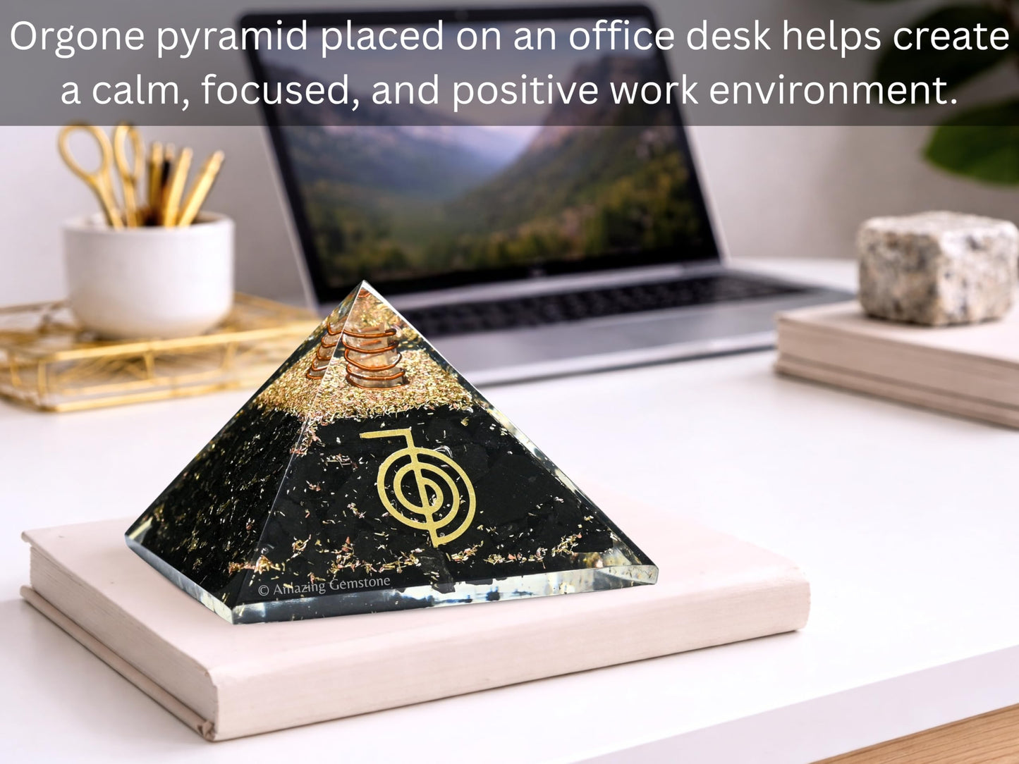 Amazing Gemstone Large Black Tourmaline Orgone Pyramid Crystal, Reiki Orgonite Pyramid - Positive Energy Healing