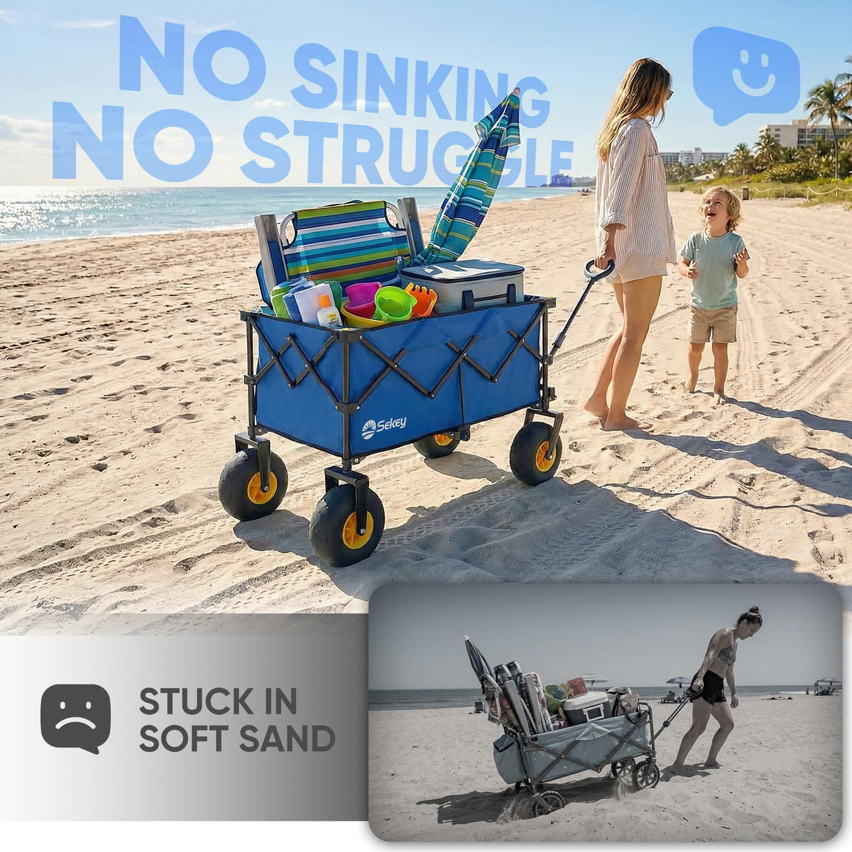 Heavy Duty Beach Wagon with 9" Big Sand